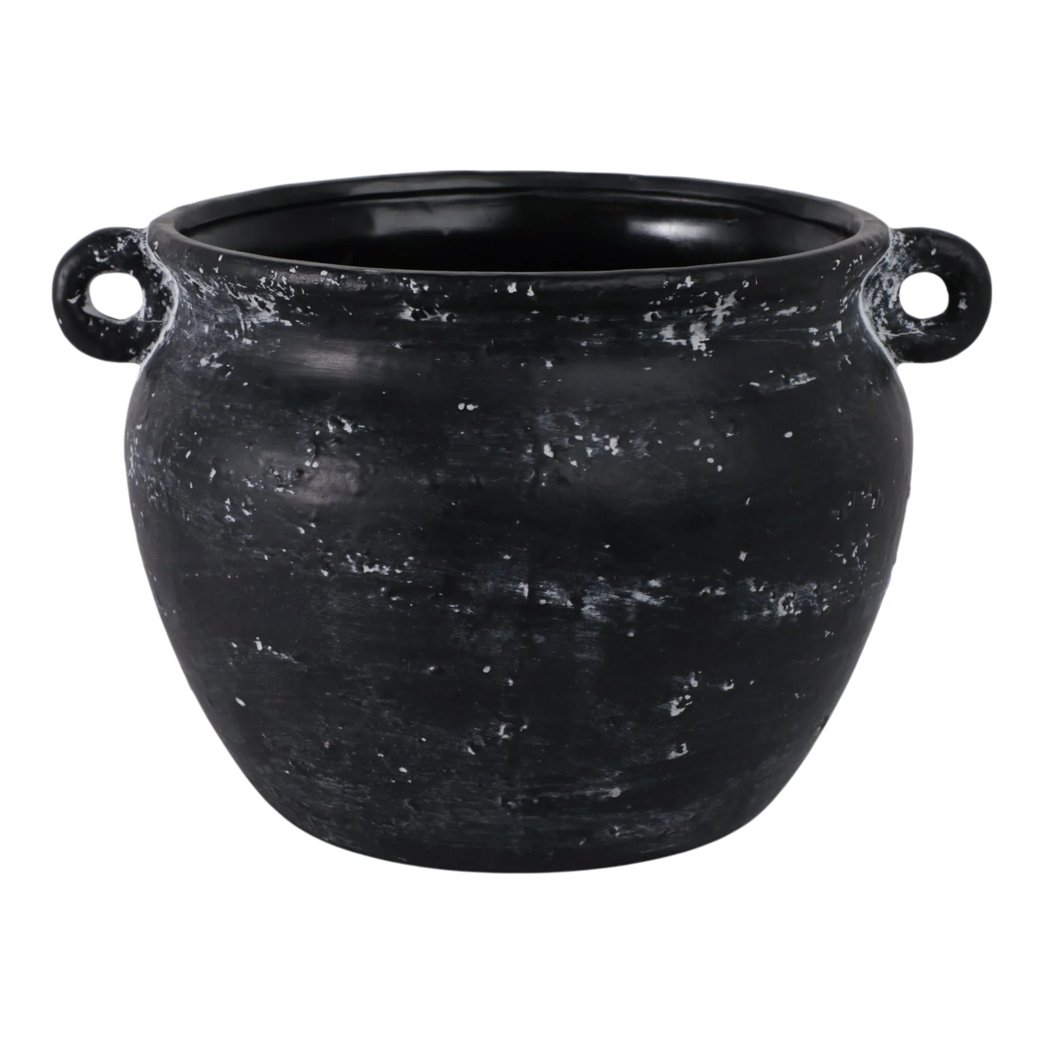 13" Textured Stoneware Jug Planter, Black - Image 3