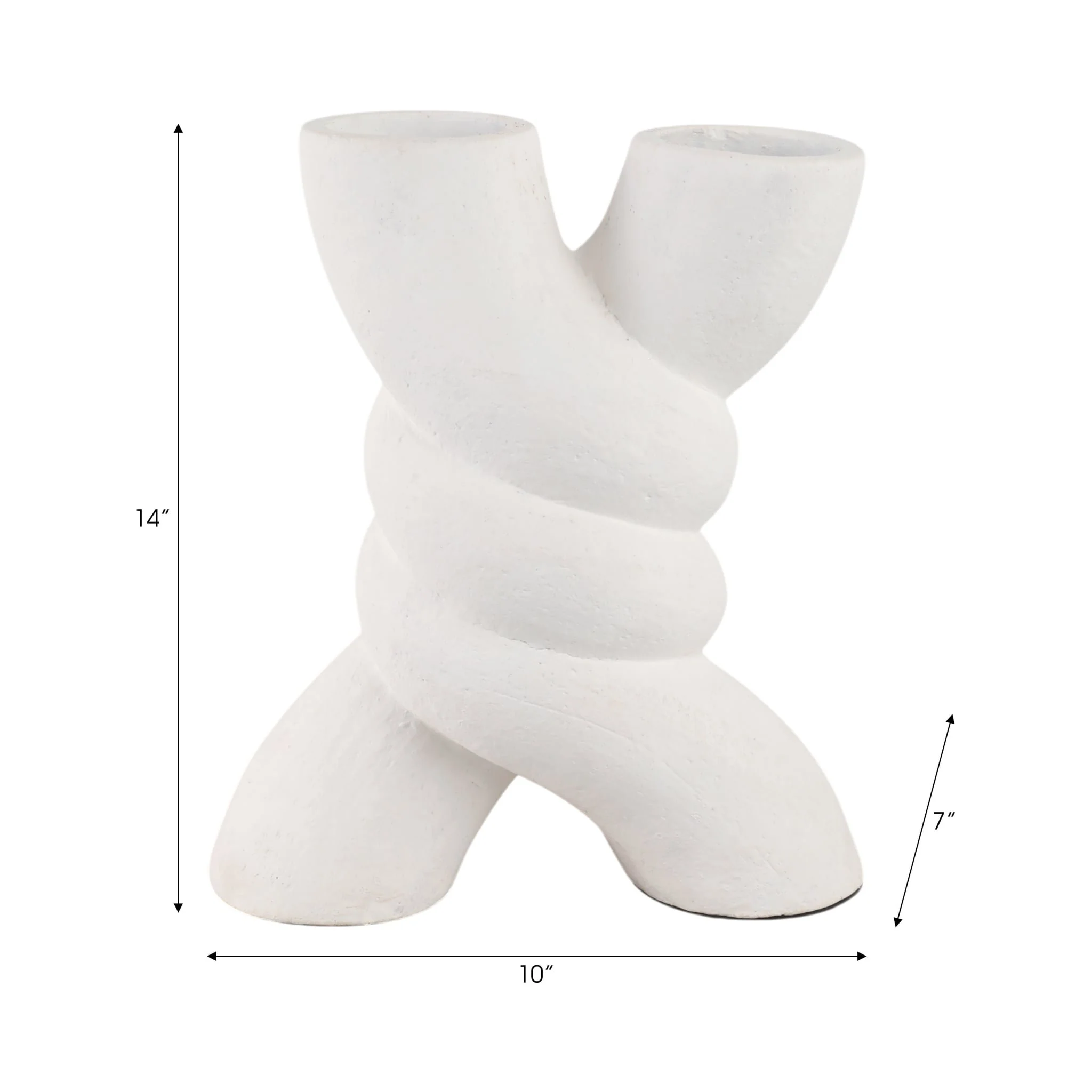 13" Twisted X Shape Terracotta Vase, White - Image 9