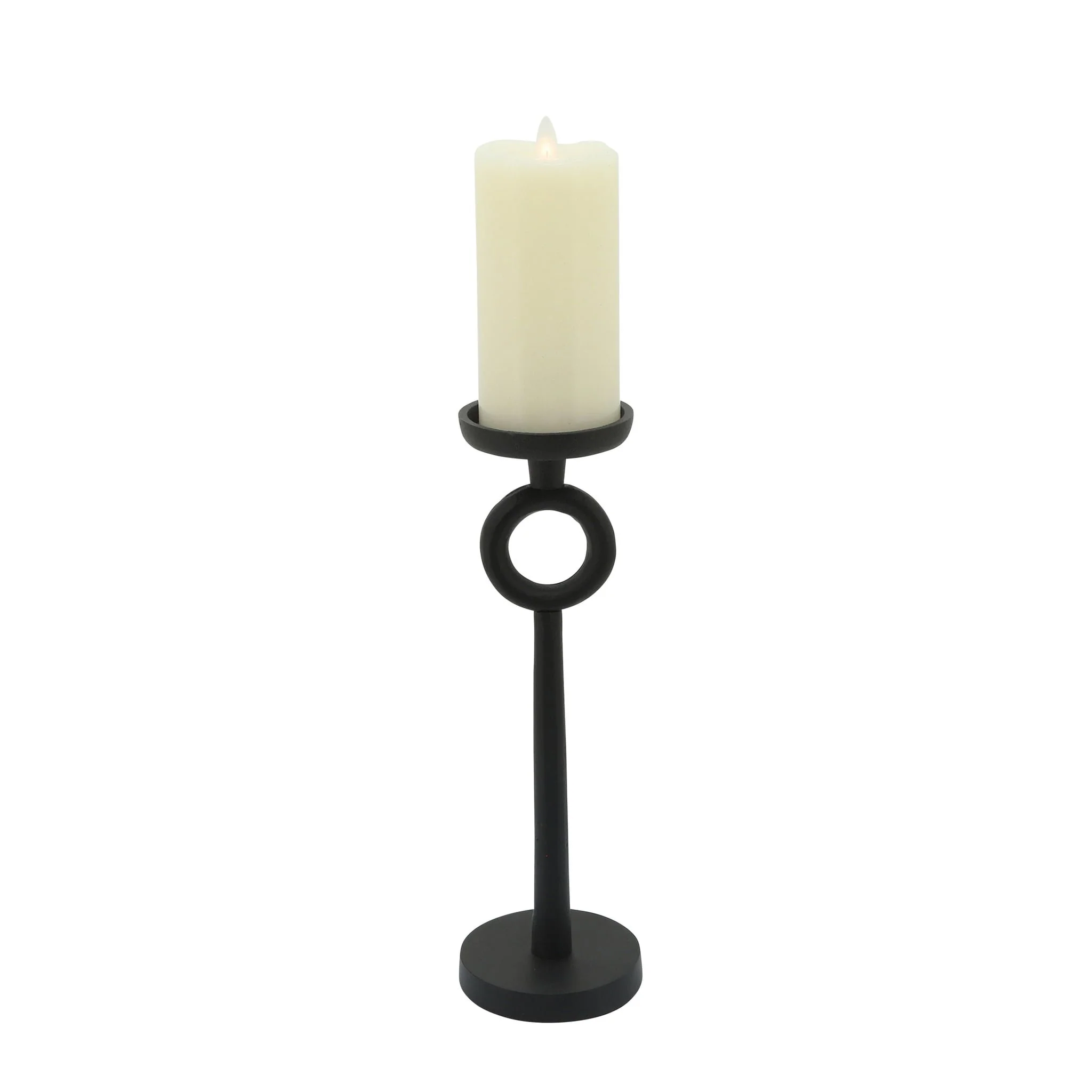 13"h Metal Candle Holder, Black - Image 2
