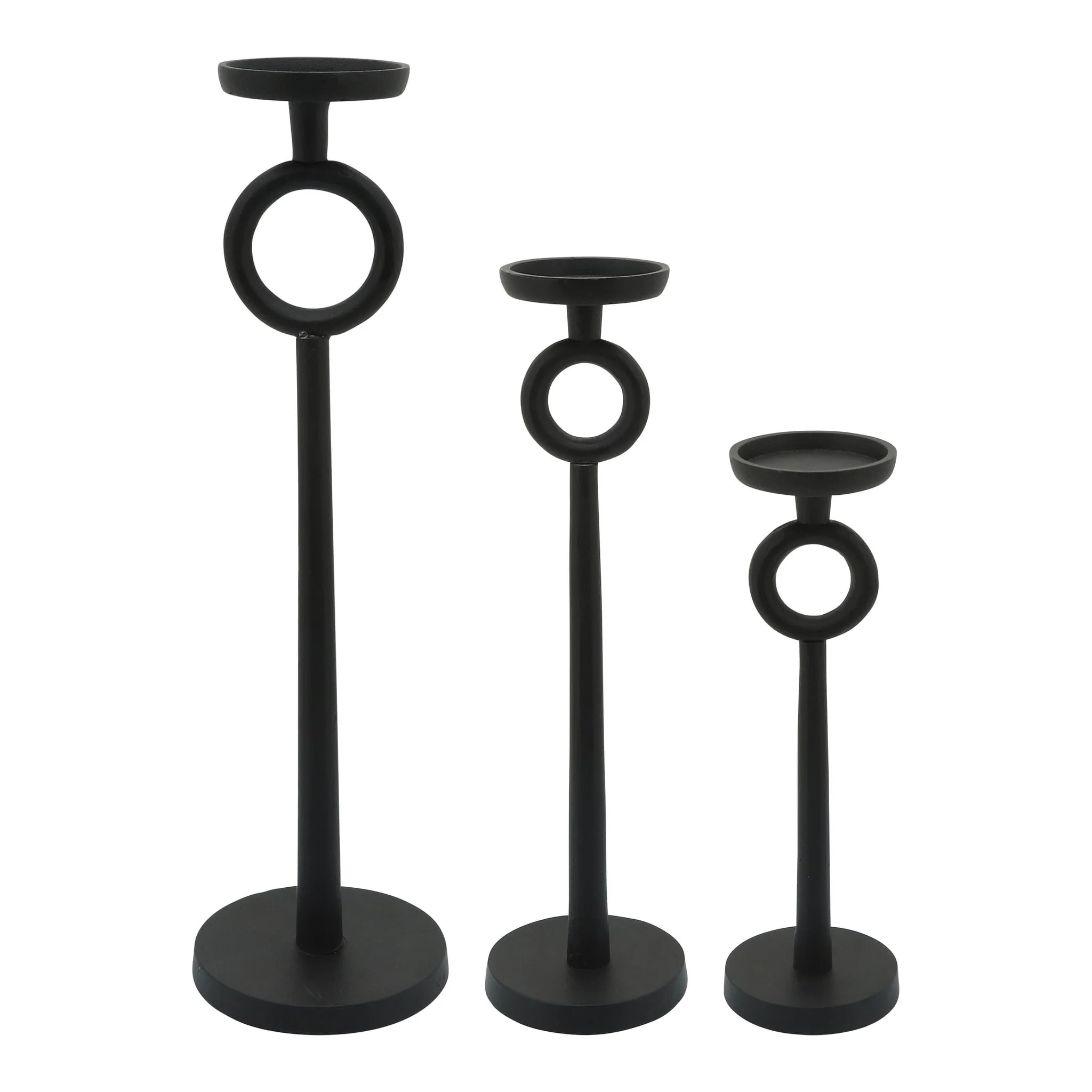 13"h Metal Candle Holder, Black - Image 4