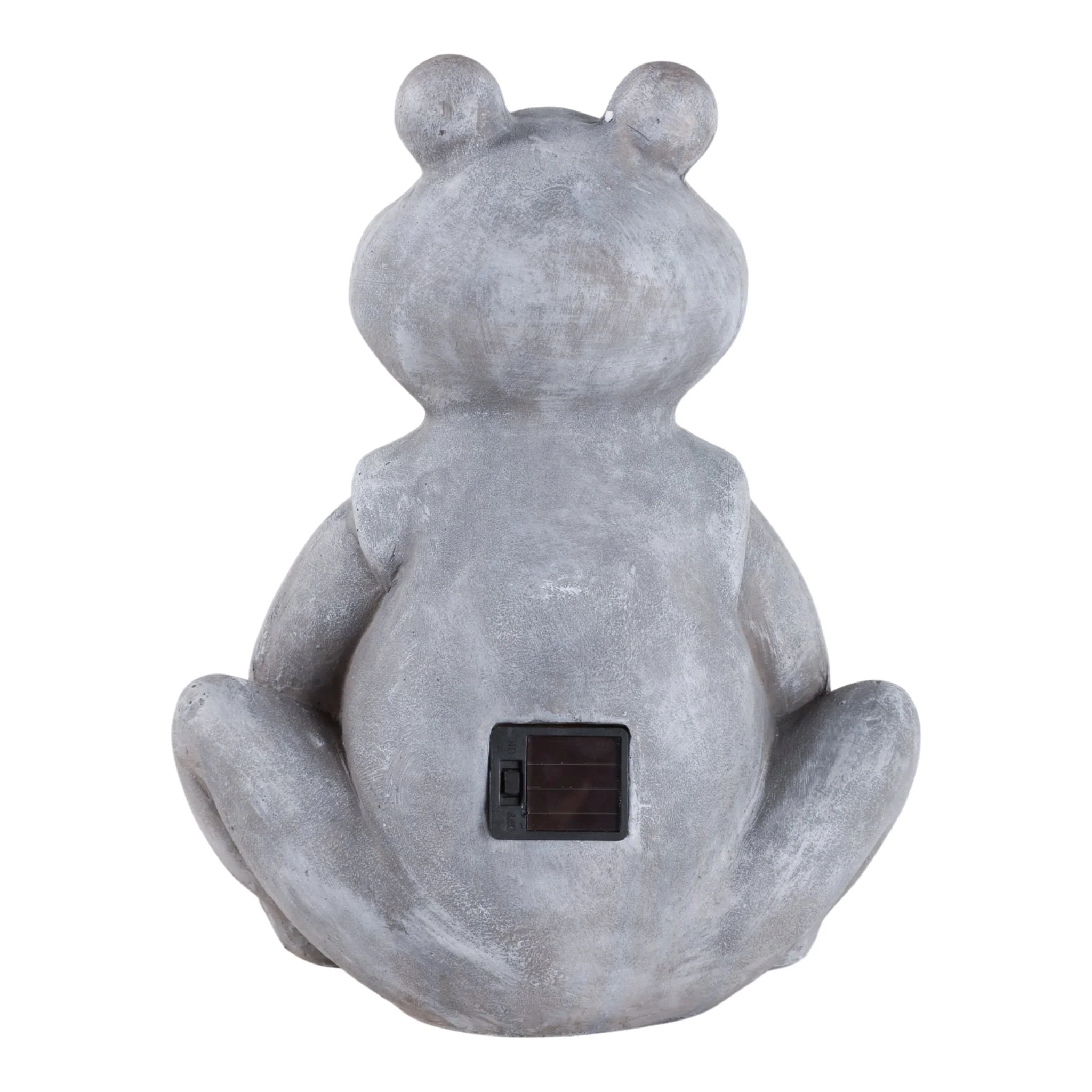 13x10" Sitting Frog With Solar Flowers, Grey Multi - Image 4