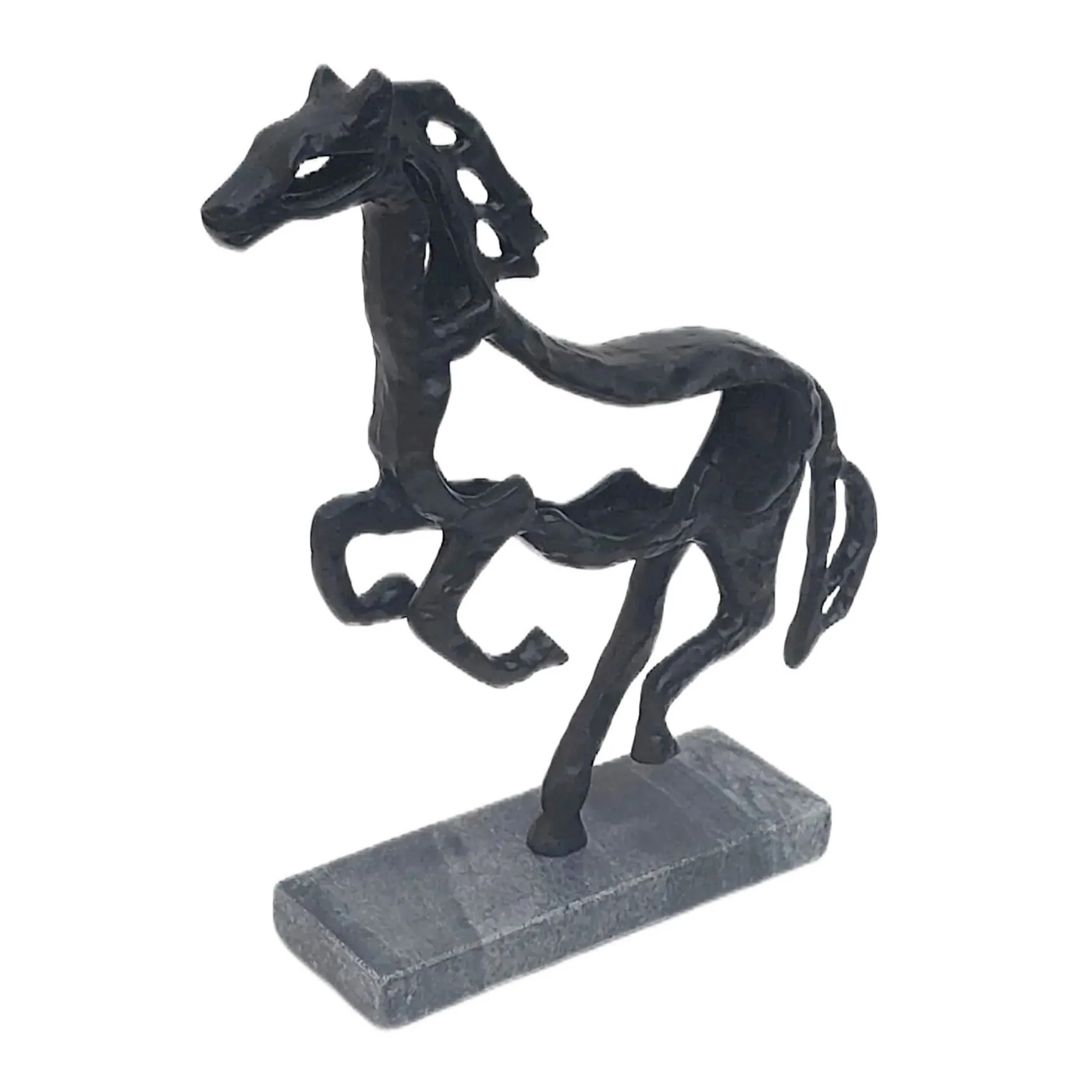 13x11" Galloping Horse On Marble Base, Black - Image 2