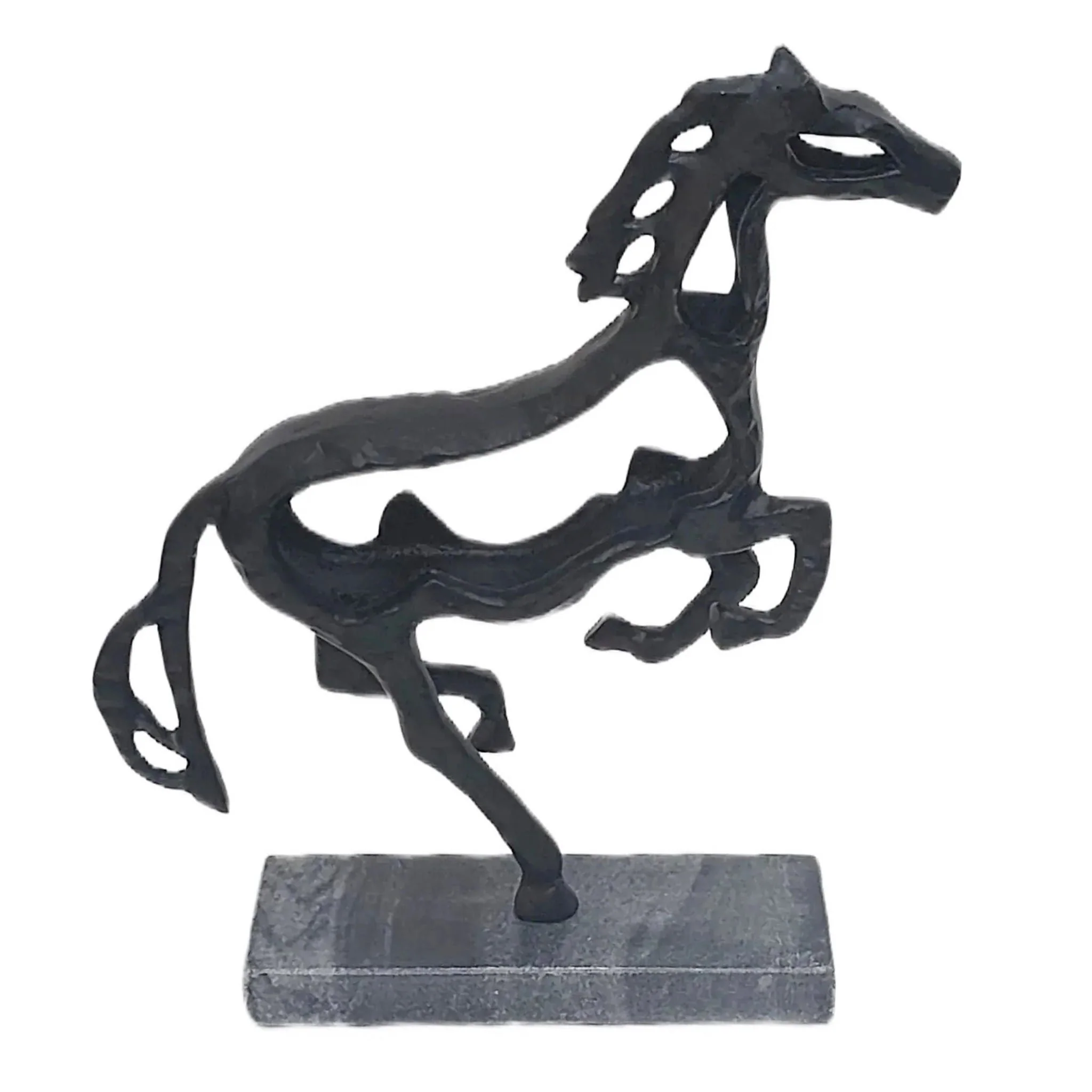 13x11" Galloping Horse On Marble Base, Black - Image 5