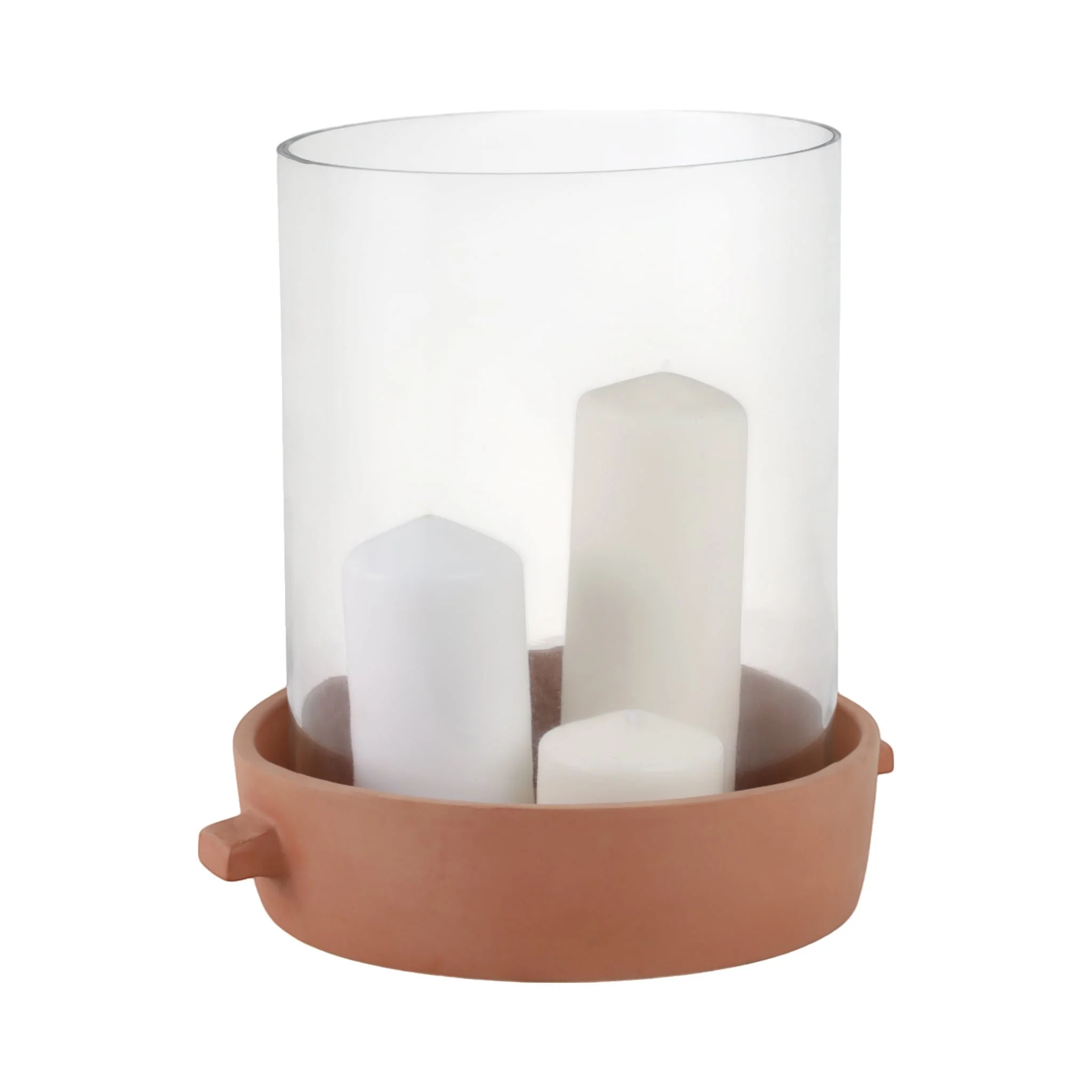 13x12" Terracotta Hurricane Pillar Holder, Natural - Image 2