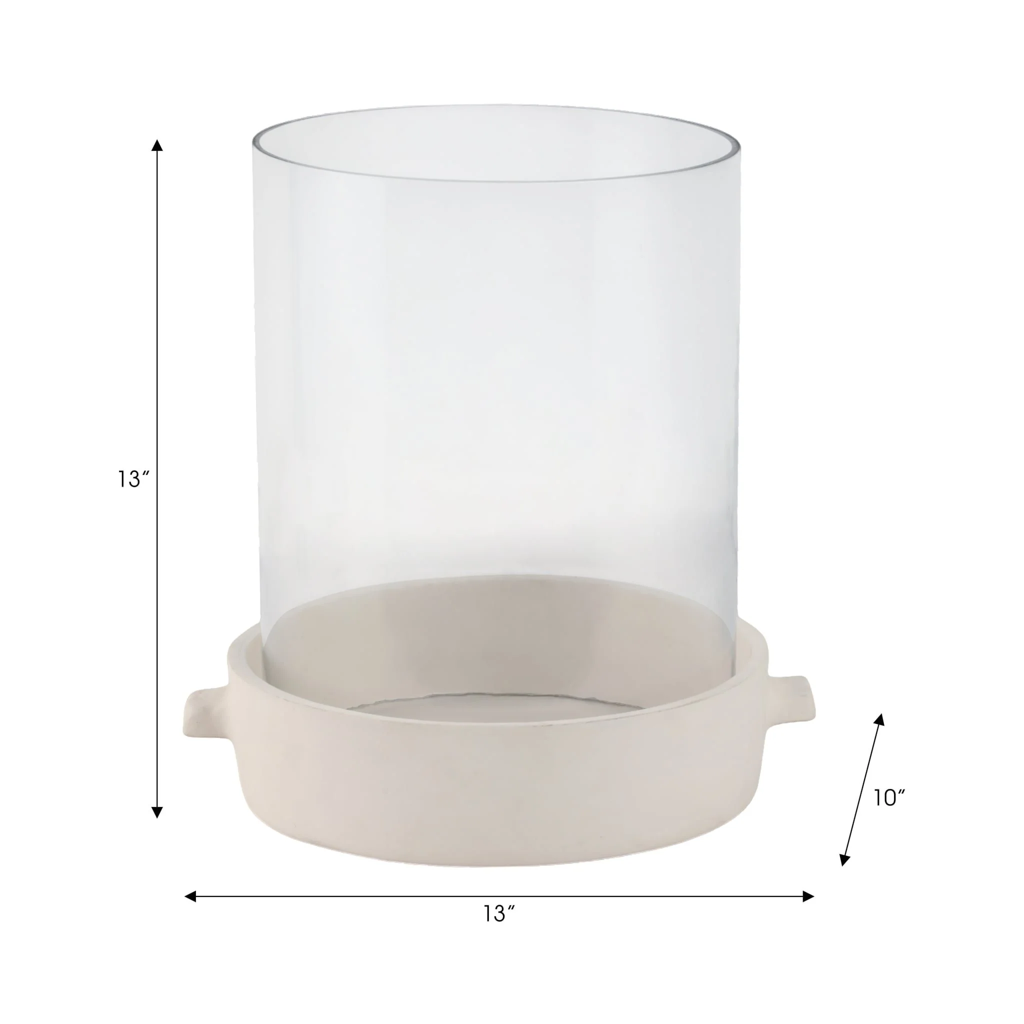 13x13" Terracotta Hurricane Pillar Holder, White - Image 8