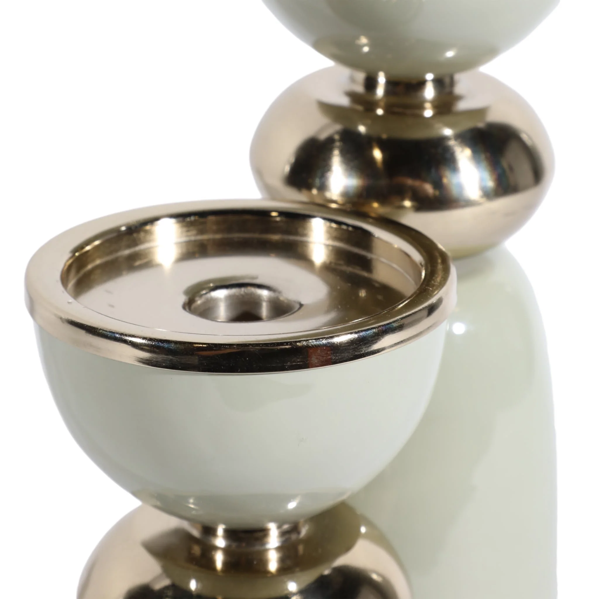 13x4" Curvy Taper & Pillar Holder, Sage/gold - Image 3