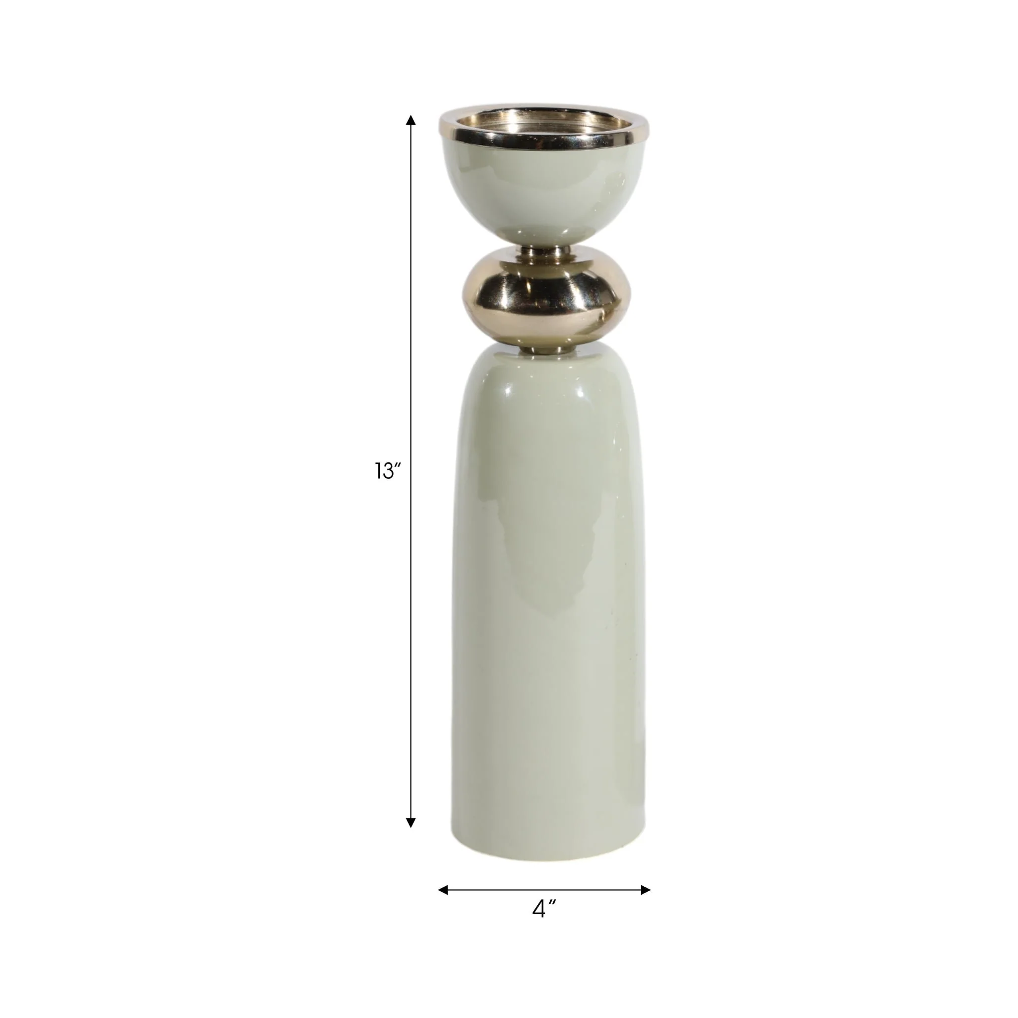 13x4" Curvy Taper & Pillar Holder, Sage/gold - Image 7