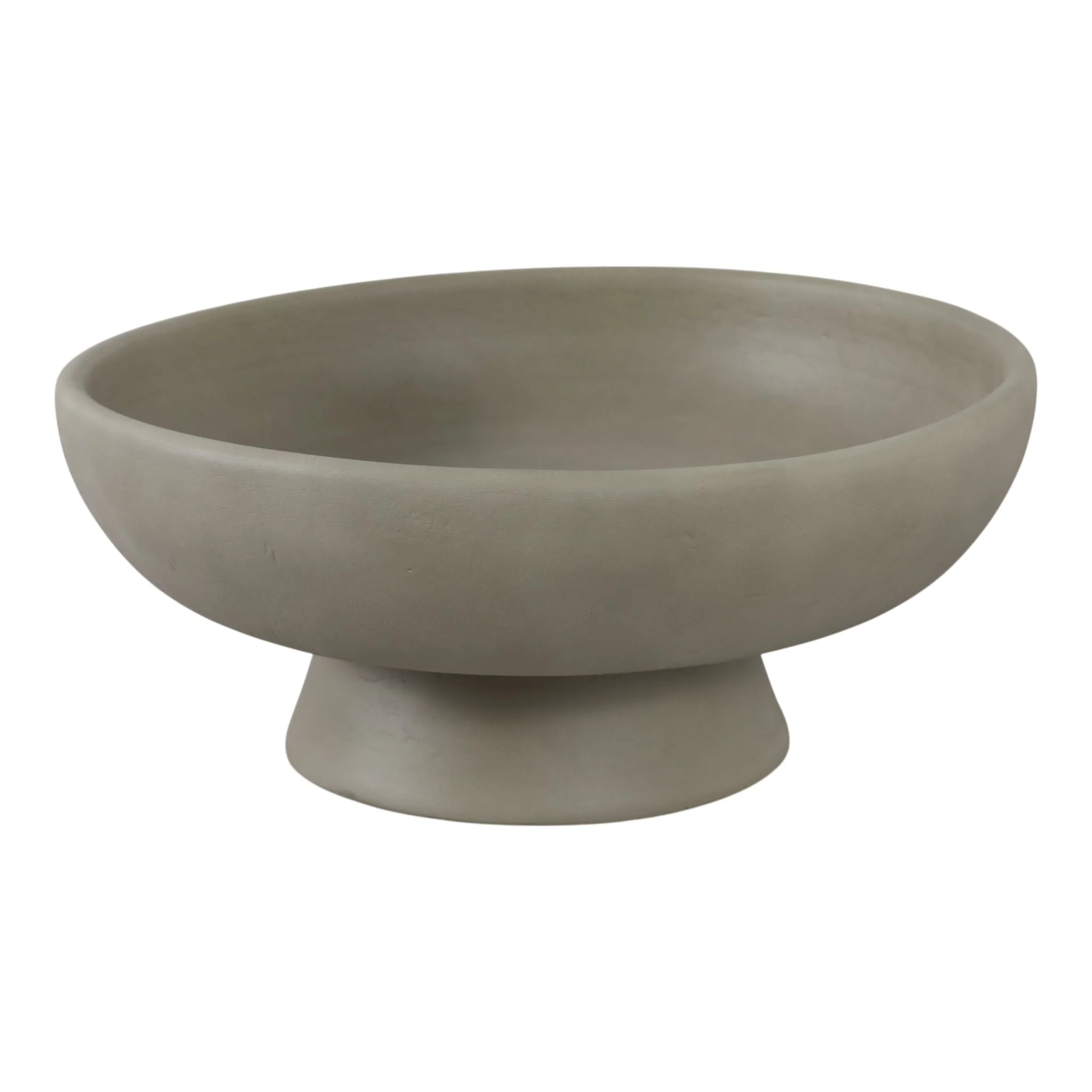 13x5" Terracotta Bowl On Pedestal, Sage Green - Image 3