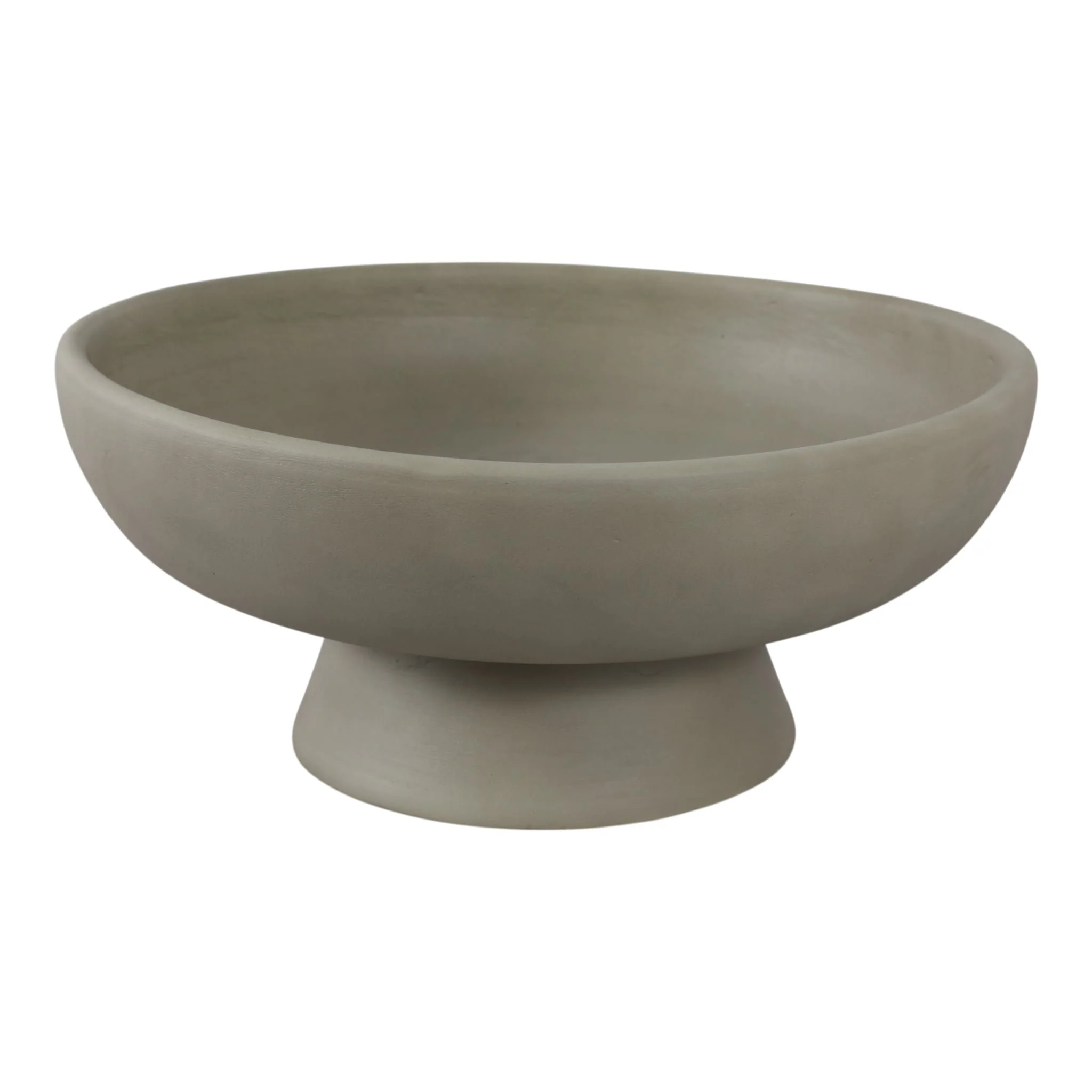 13x5" Terracotta Bowl On Pedestal, Sage Green - Image 4