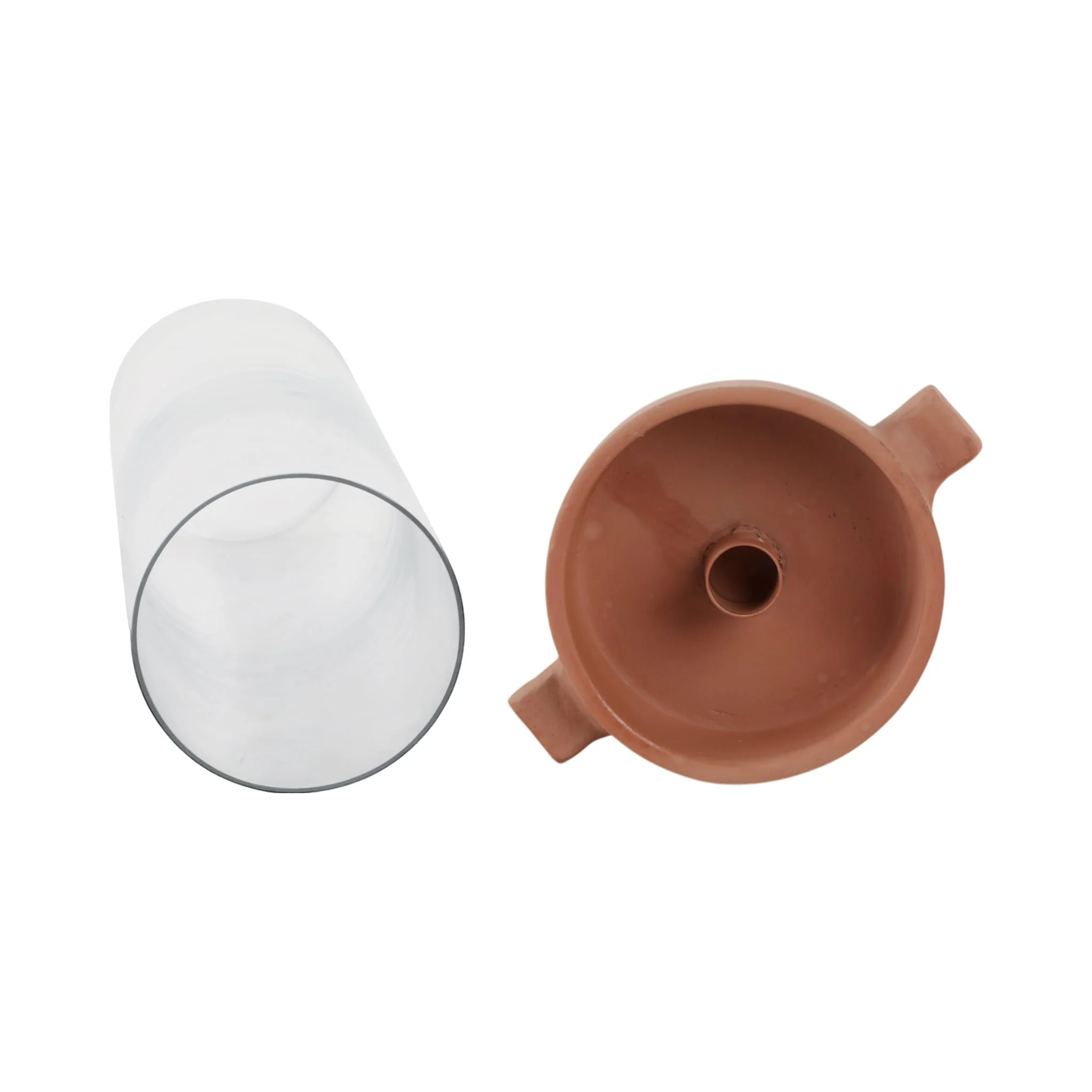 13x7" Terracotta Hurricane Taper Holder, Natural - Image 6