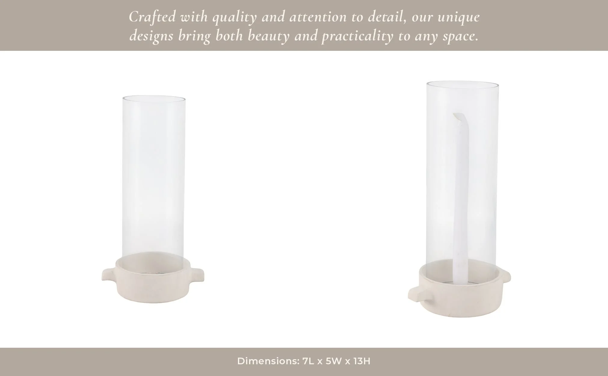 13x7" Terracotta Hurricane Taper Holder, White - Image 14
