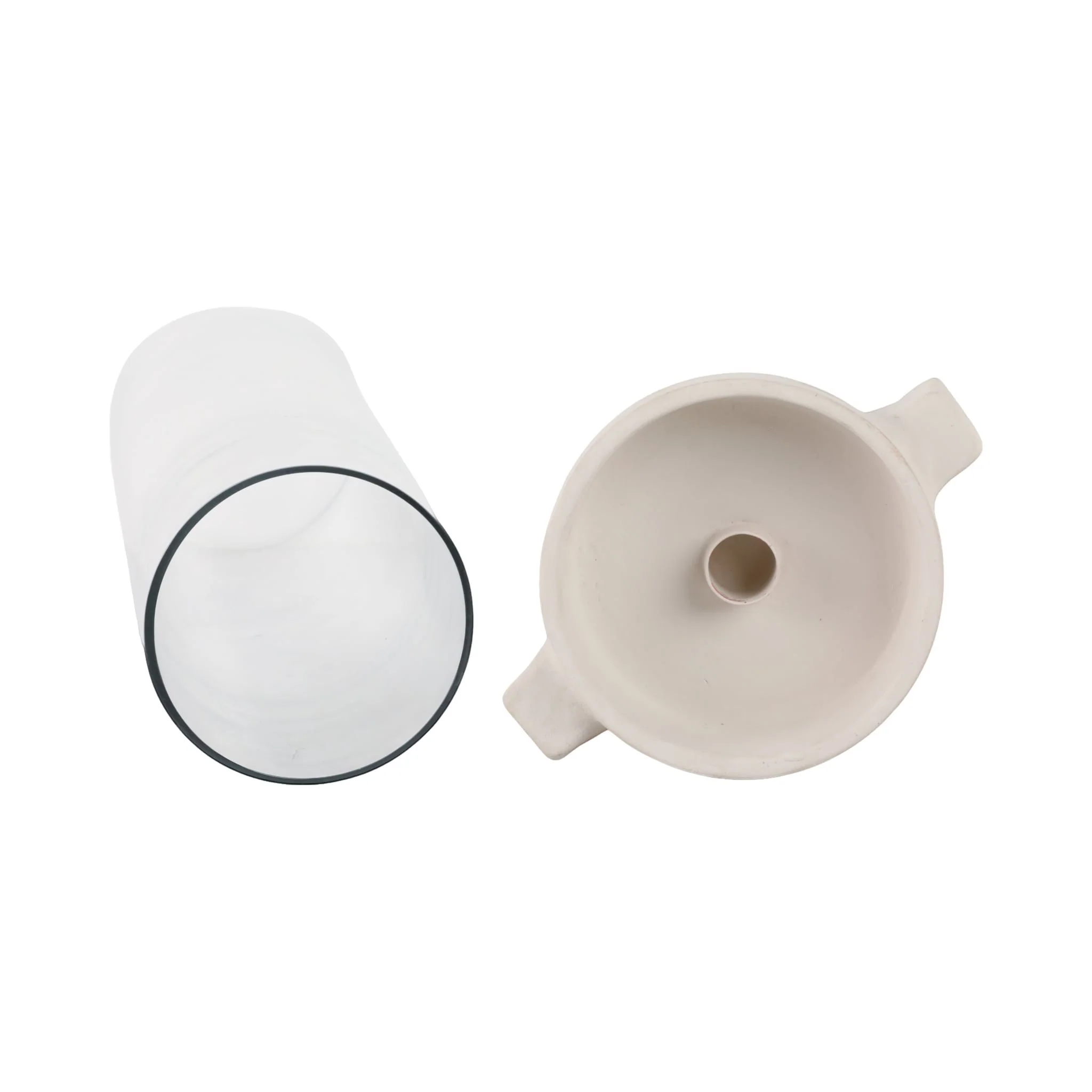 13x7" Terracotta Hurricane Taper Holder, White - Image 6