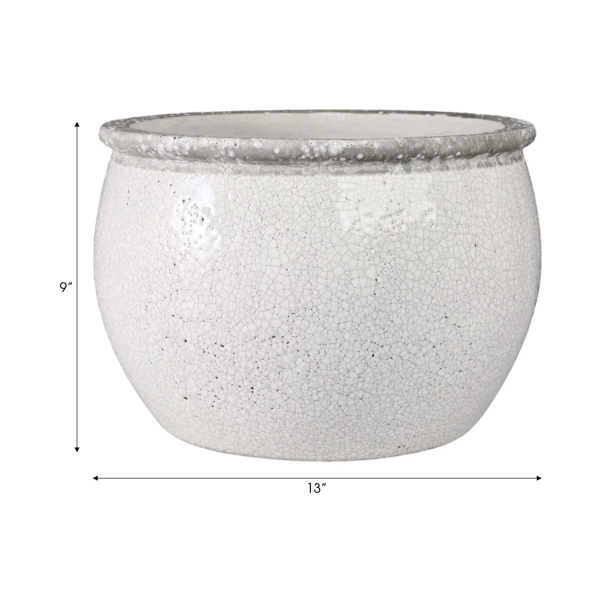 13x9" Traditional Planter Crackle Finish, White - Image 2