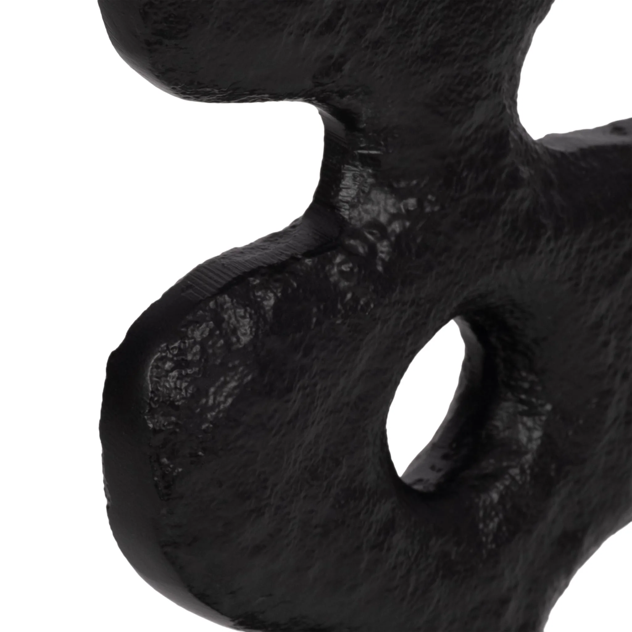 14" Abstract Totem Sculpture  Marble Base, Black/w - Image 4