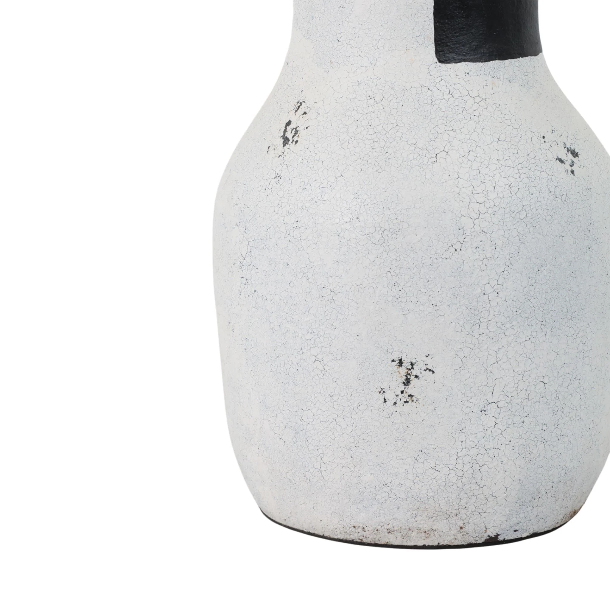14" Black Patch Modern Terracotta Vase, Ivory/blk - Image 5