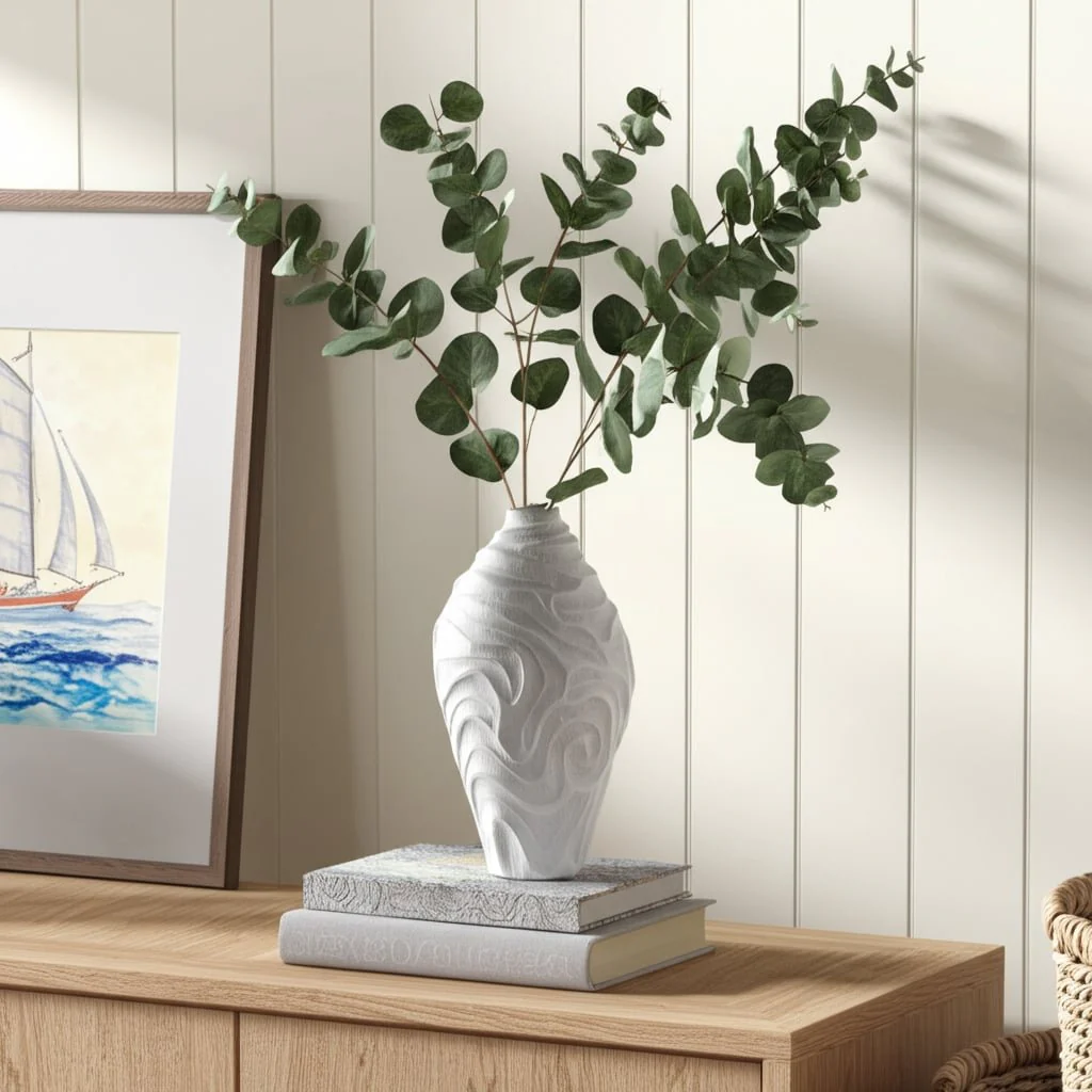 14" Coastal Coral Vase, White - Image 11
