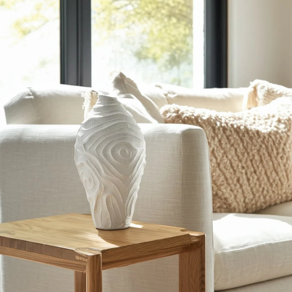 14" Coastal Coral Vase, White - Image 13