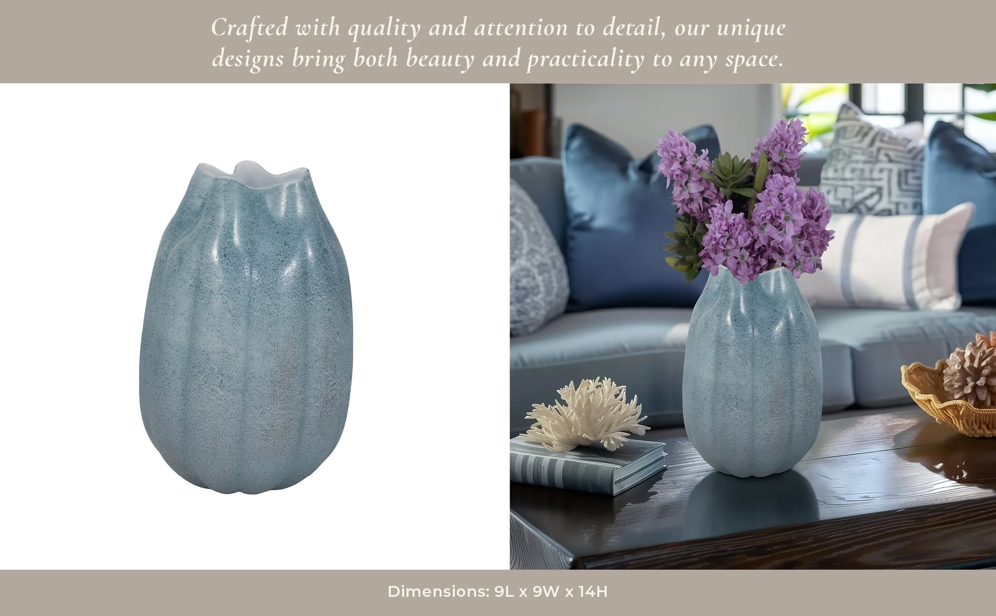 14" Glass Sea Urchin Vase, Blue - Image 11