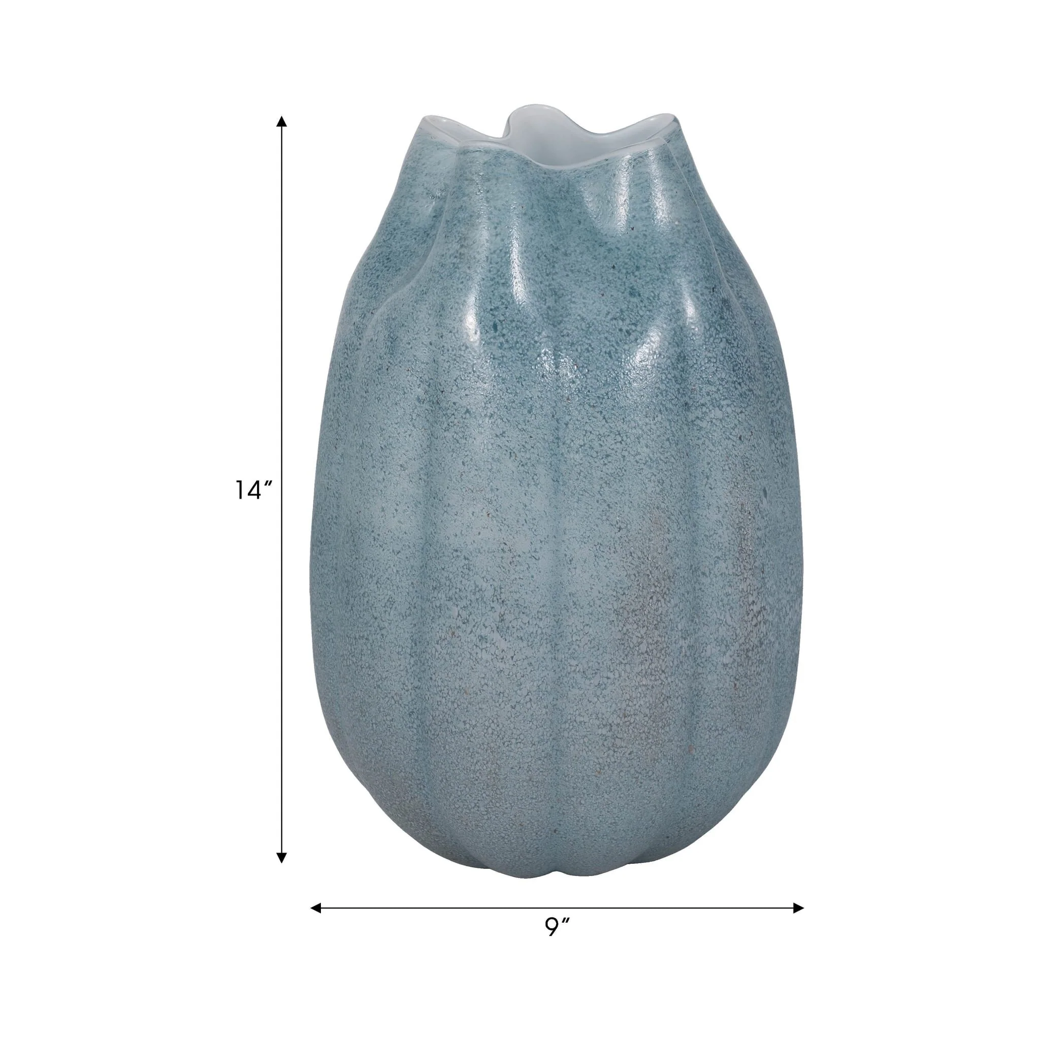14" Glass Sea Urchin Vase, Blue - Image 8