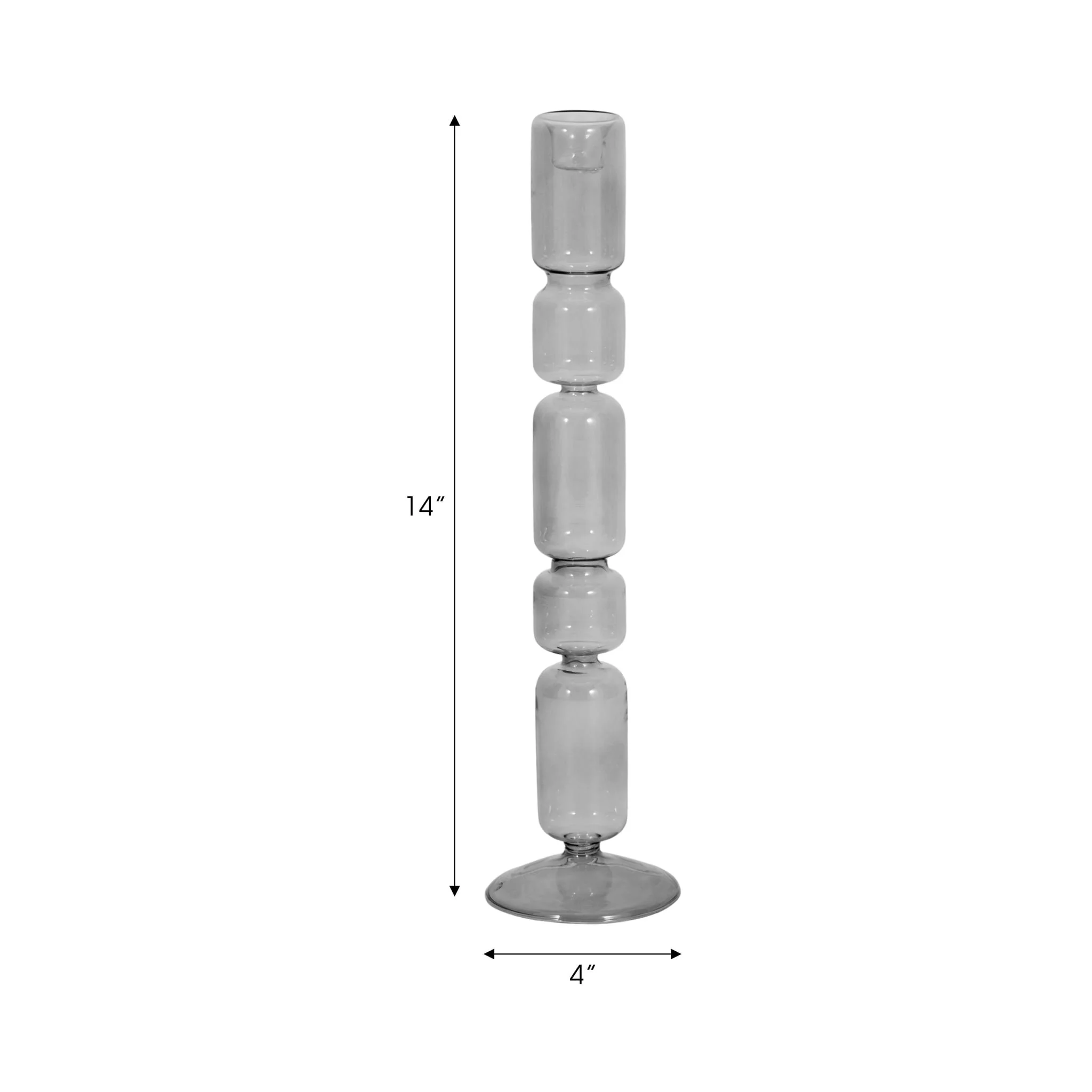 14" Mixed Bubble Taper Candleholder, Smoke - Image 2