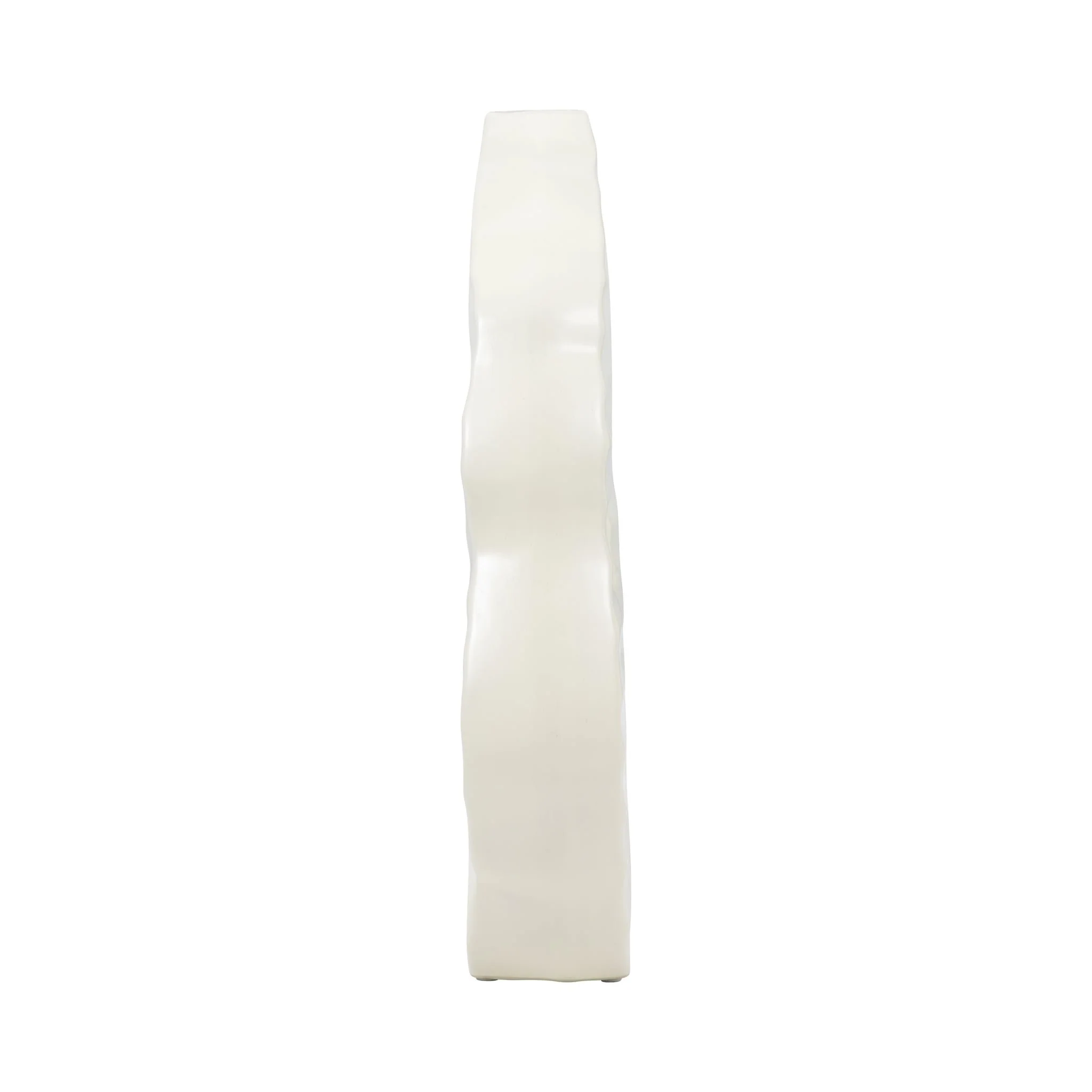 14" Ribbed Open-cut Out Vase, Ivory - Image 4
