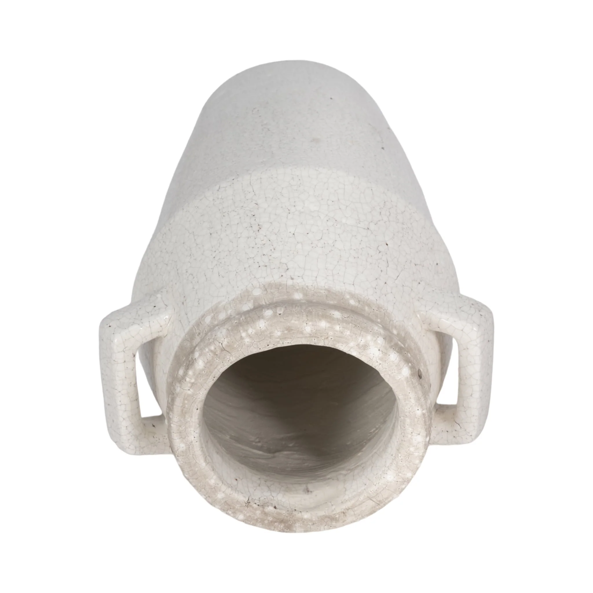 14" Squared Handle Crackle Vase, White/ - Image 6