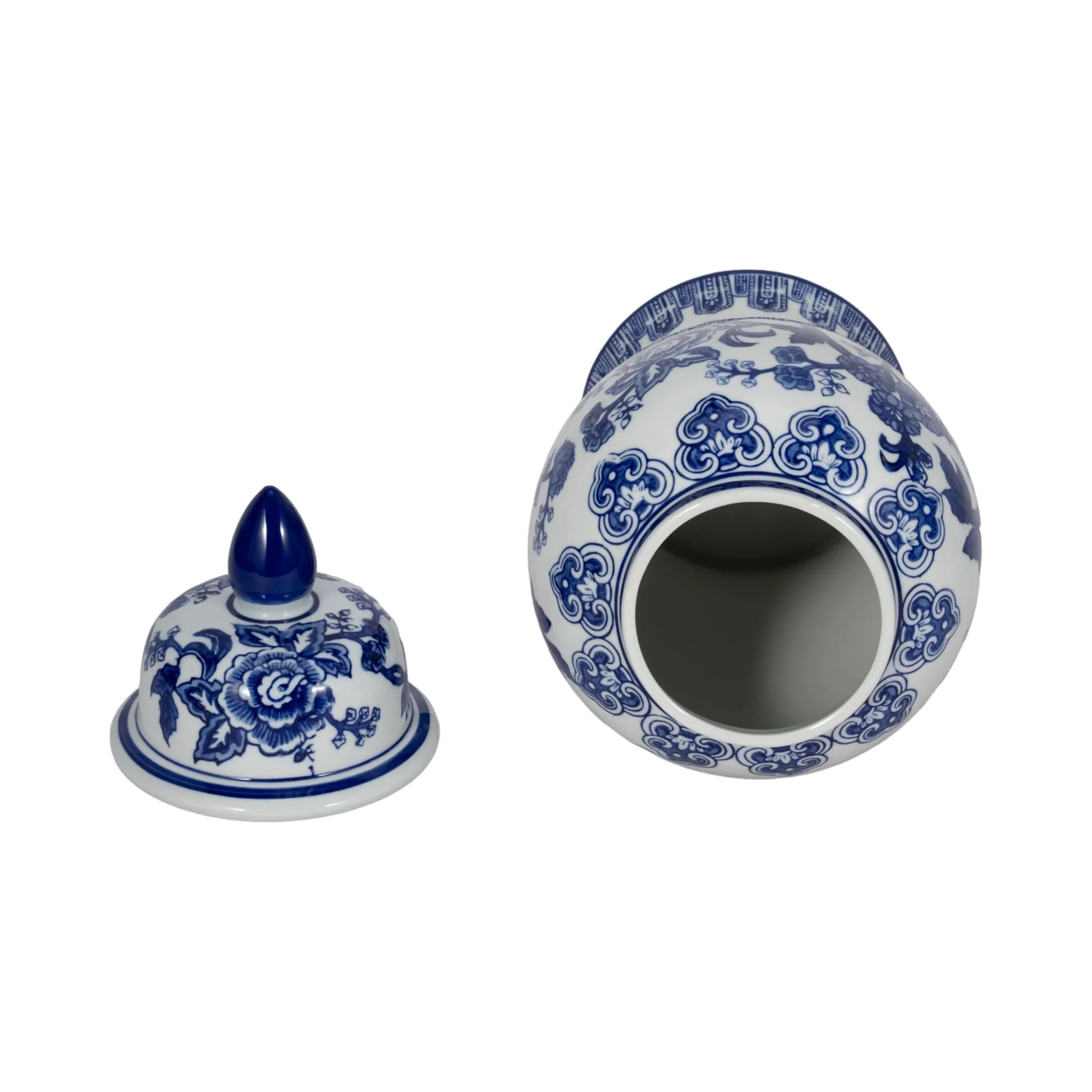 14" Temple Jar Bird/flower, Blue - Image 6
