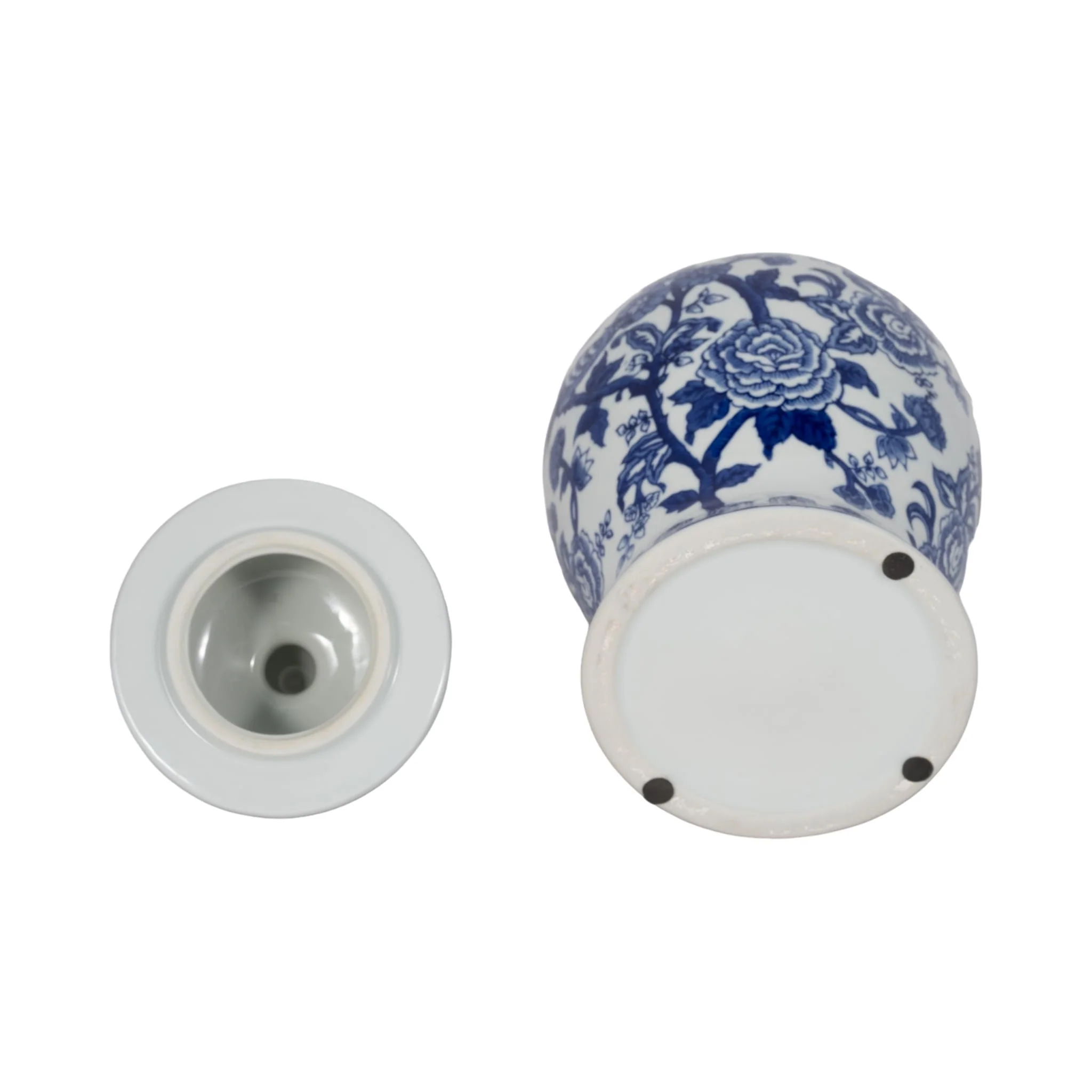 14" Temple Jar Bird/flower, Blue - Image 7