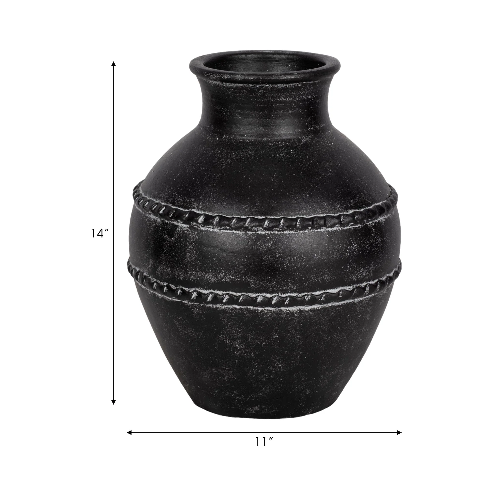 14" Traditional Terracotta Vase, Black - Image 8