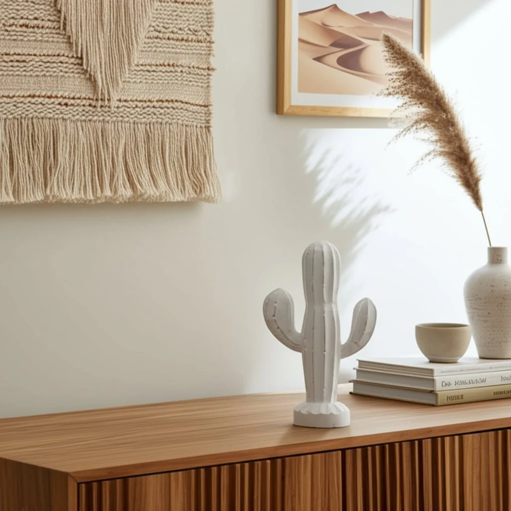 14" Wooden Cactus Decor, Wht - Image 10