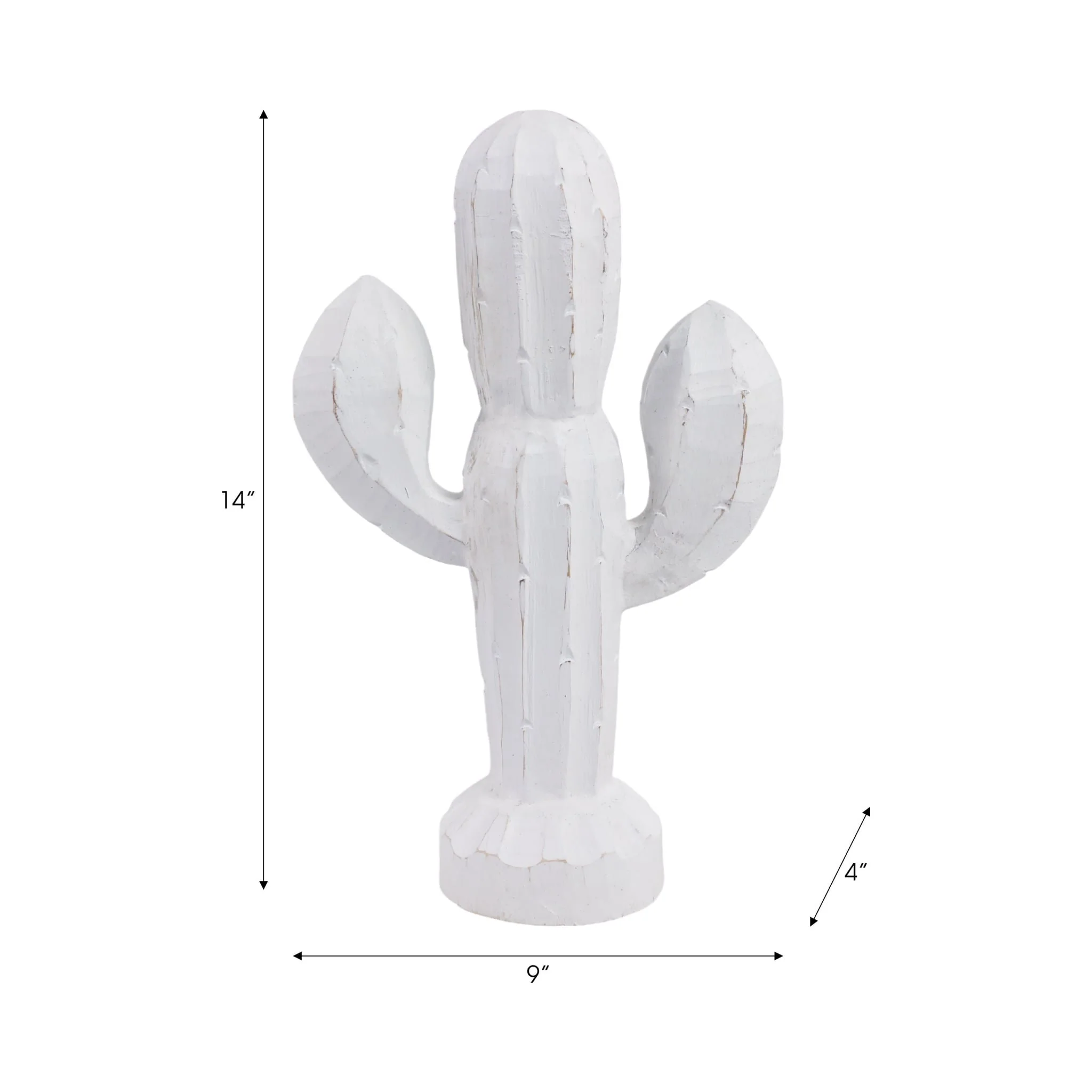 14" Wooden Cactus Decor, Wht - Image 8