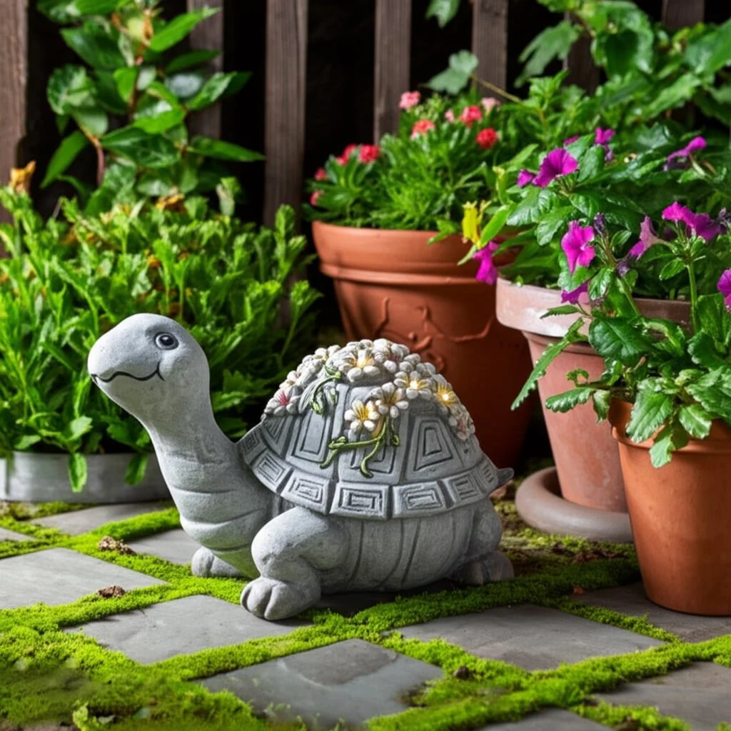14x10" Turtle With Solar Flowers, Grey Multi - Image 11