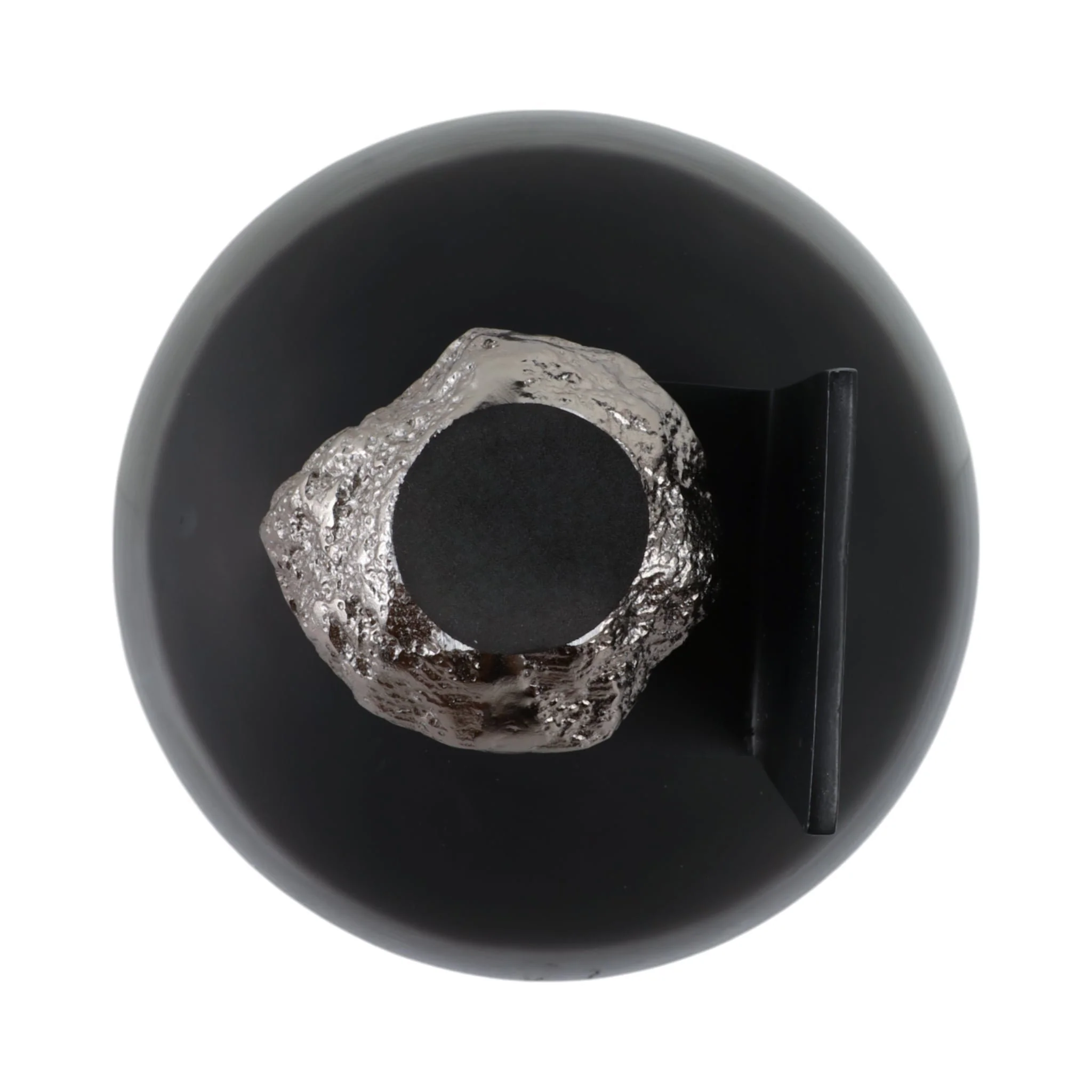 14x11" Glass Bowl On Rock Pedestal, Black/silver - Image 7