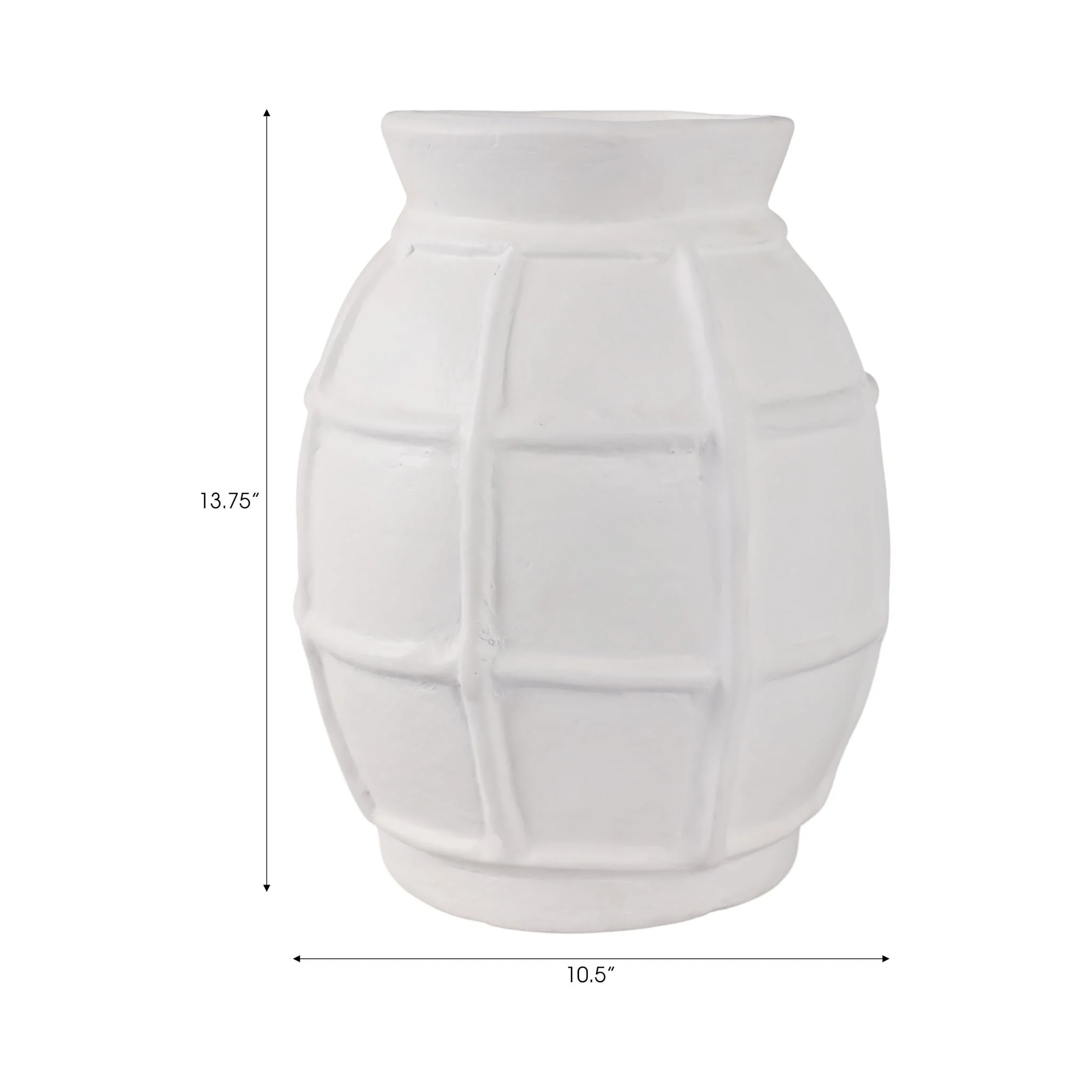 14x11" Windowpane Paper Mache Vase, White - Image 8