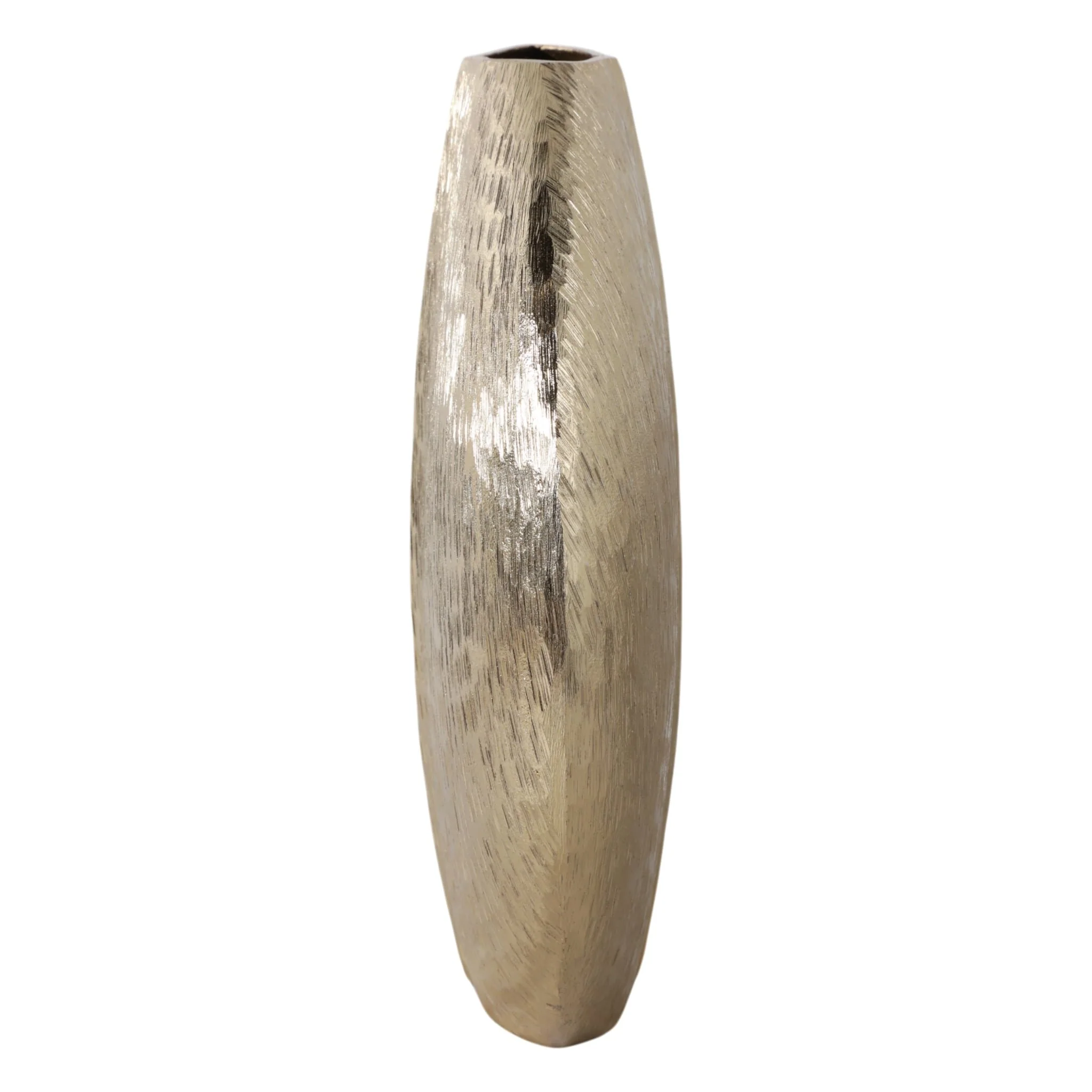 14x14" Modern Round Metal Vase, Gold - Image 3