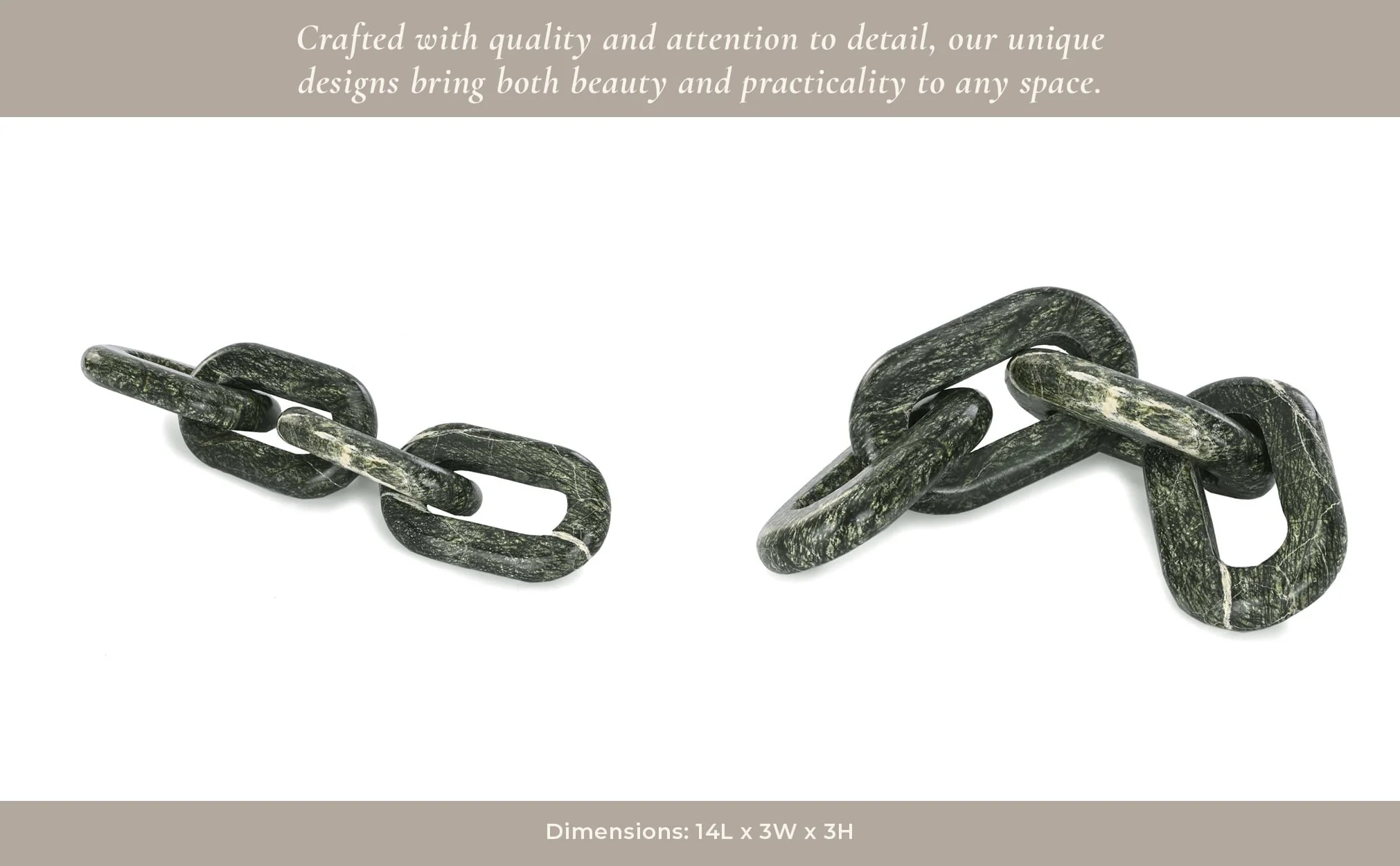 14x3" 4-link Marble Chain, Forest Green - Image 4
