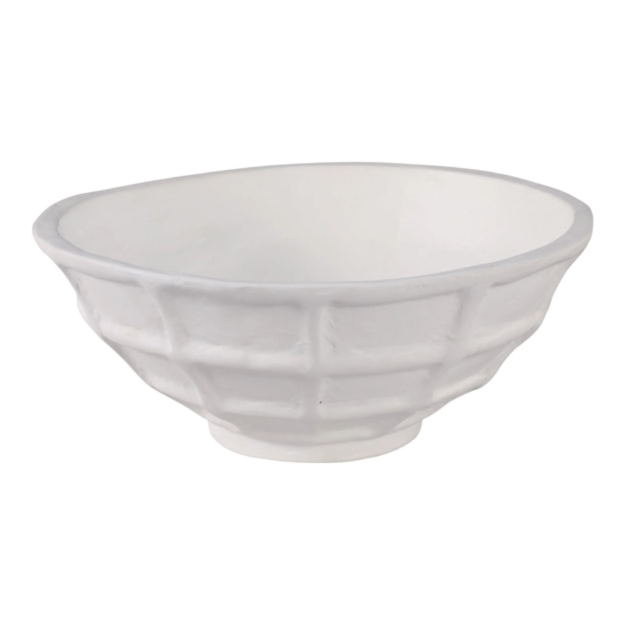14x6" Windowpane Paper Mache Vase, White - Image 3
