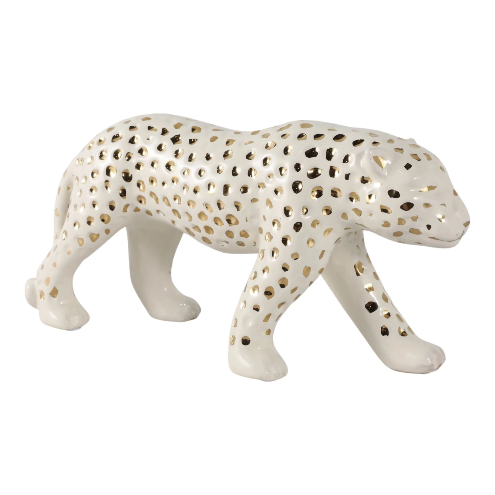 14x7" Walking Leopard, White/gold - Image 2