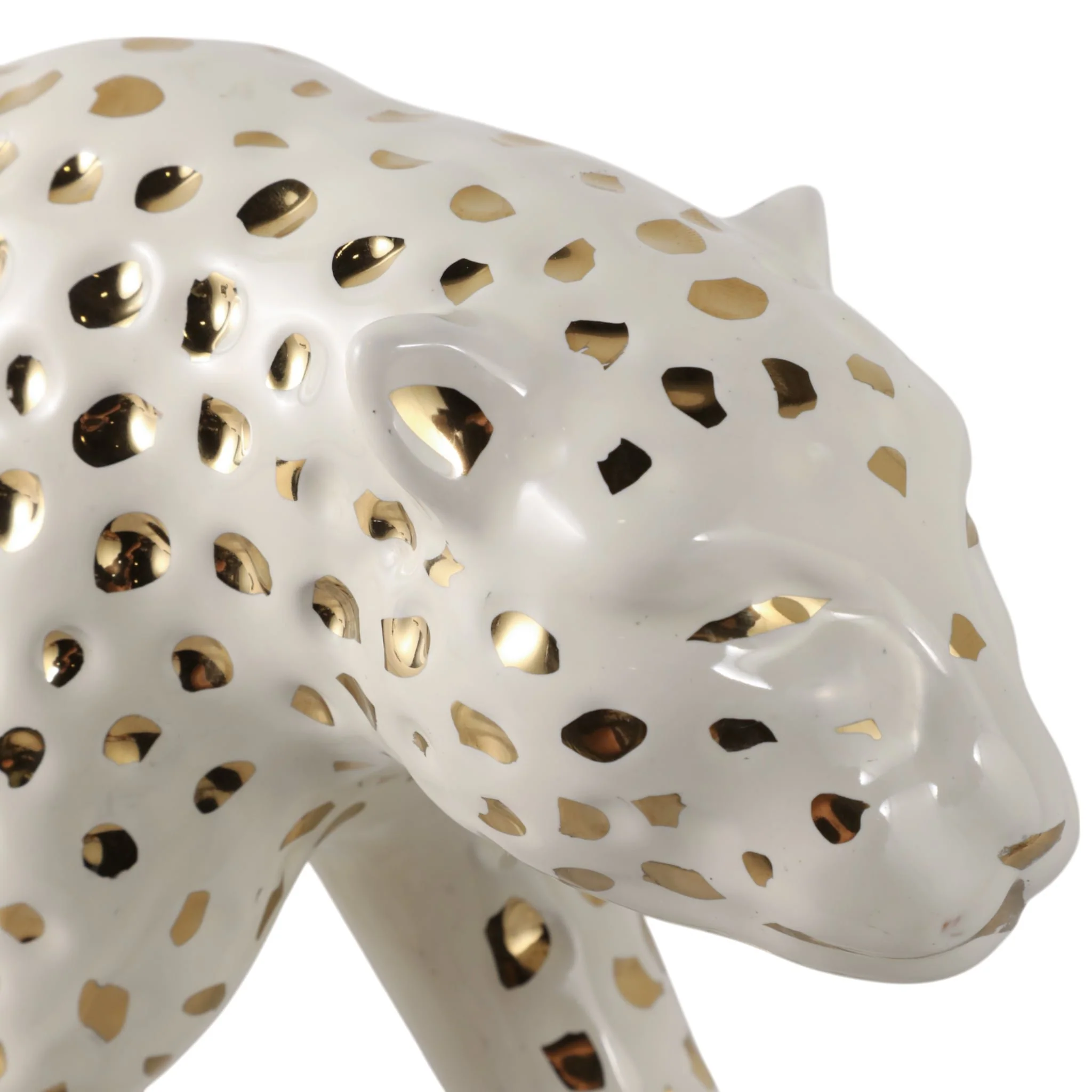 14x7" Walking Leopard, White/gold - Image 7
