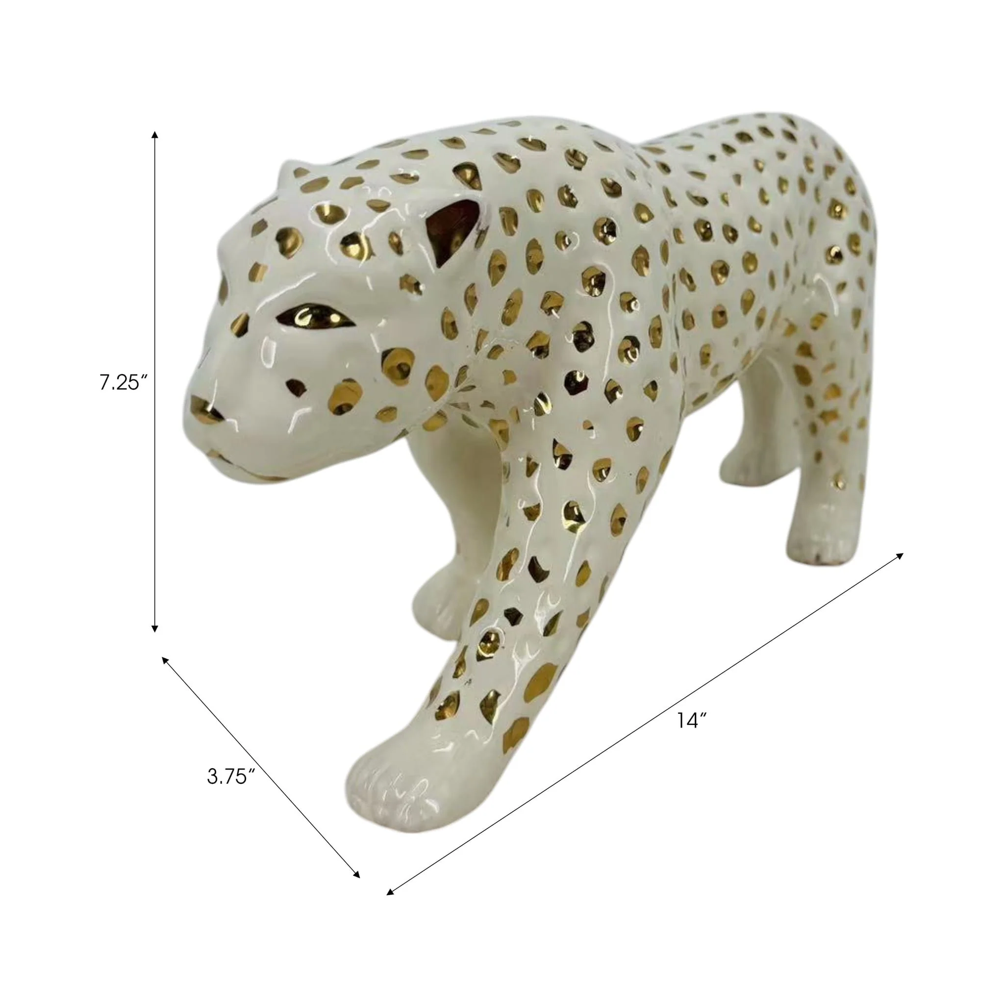 14x7" Walking Leopard, White/gold - Image 8