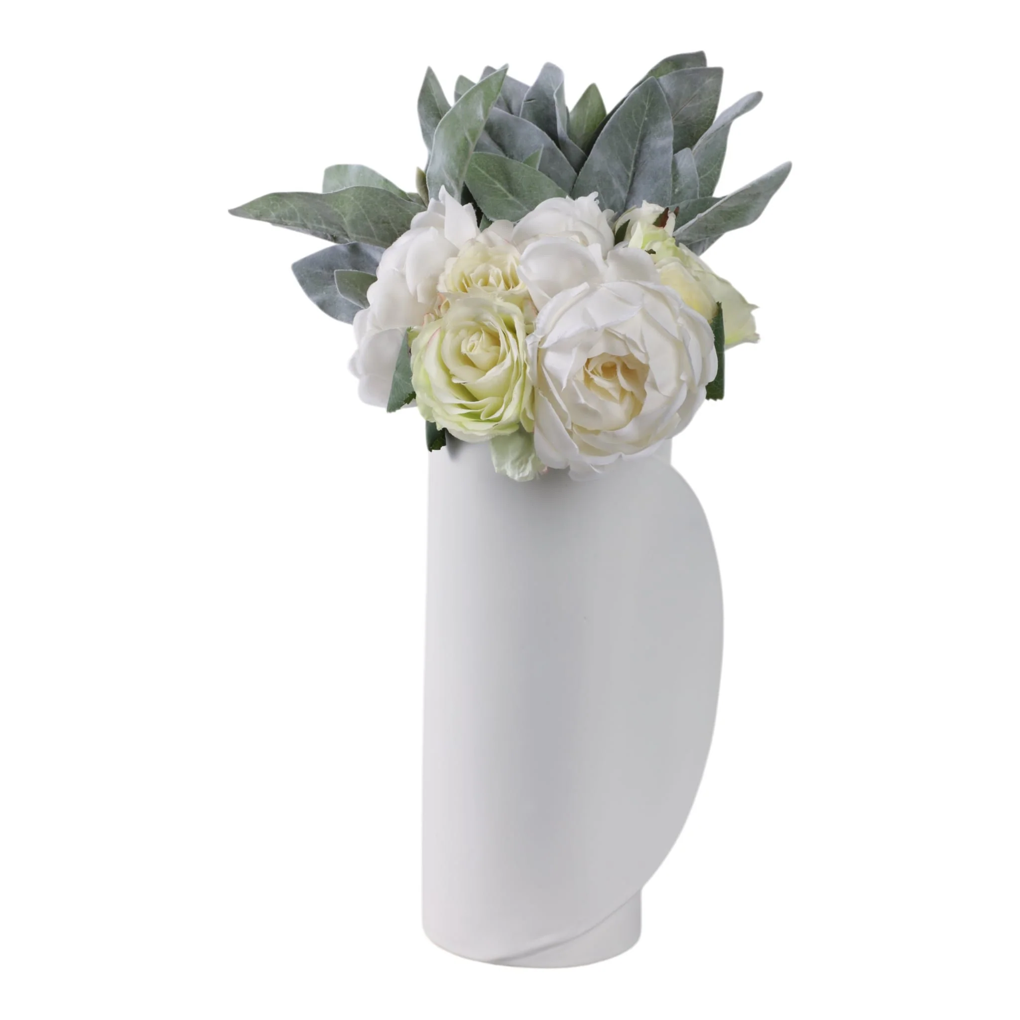 14x7" Wrap Around Vase, White - Image 2