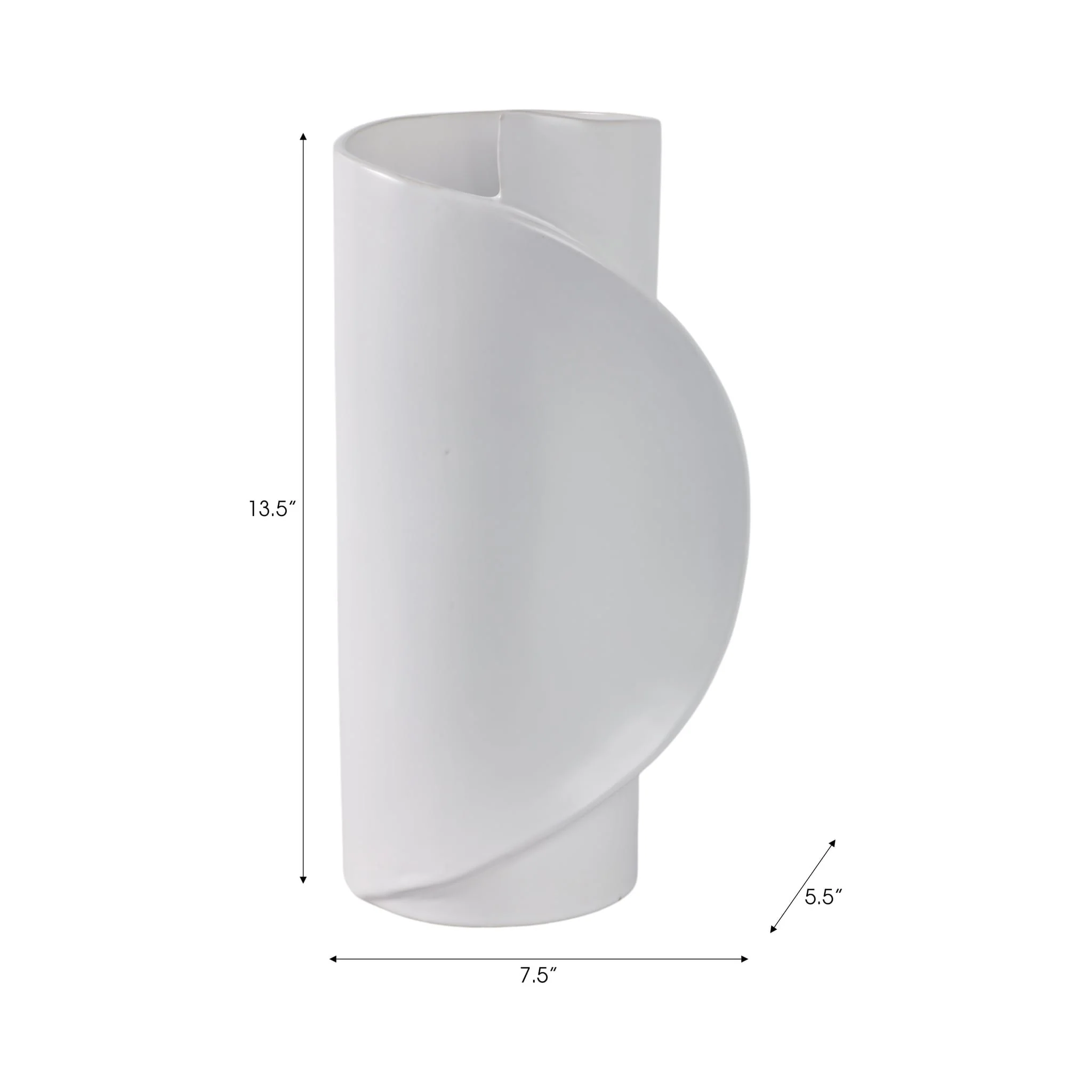 14x7" Wrap Around Vase, White - Image 8