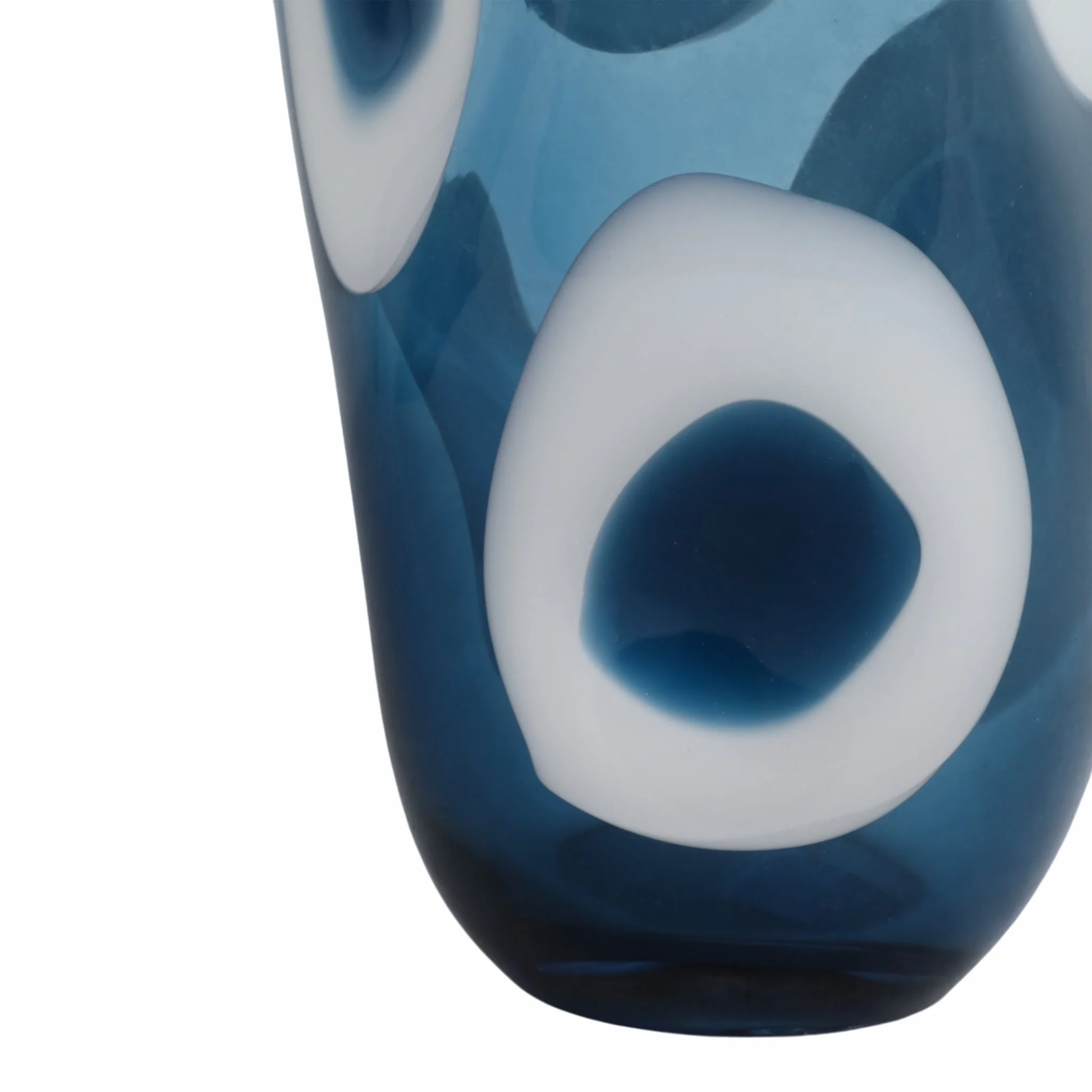 14x8" Curvy Polka Dot Glass Vase, Blue/white - Image 5