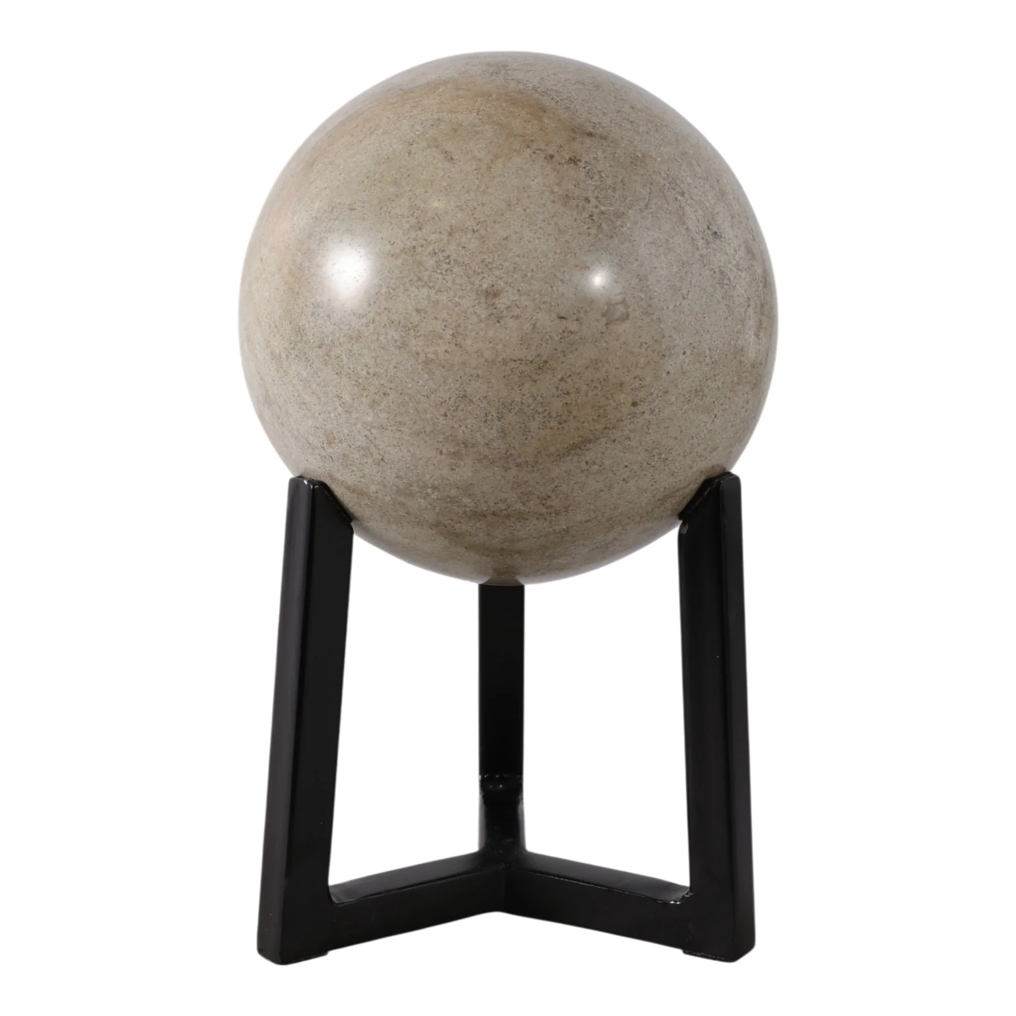 14x8" Marble Orb On Stand, Ivory/black - Image 4