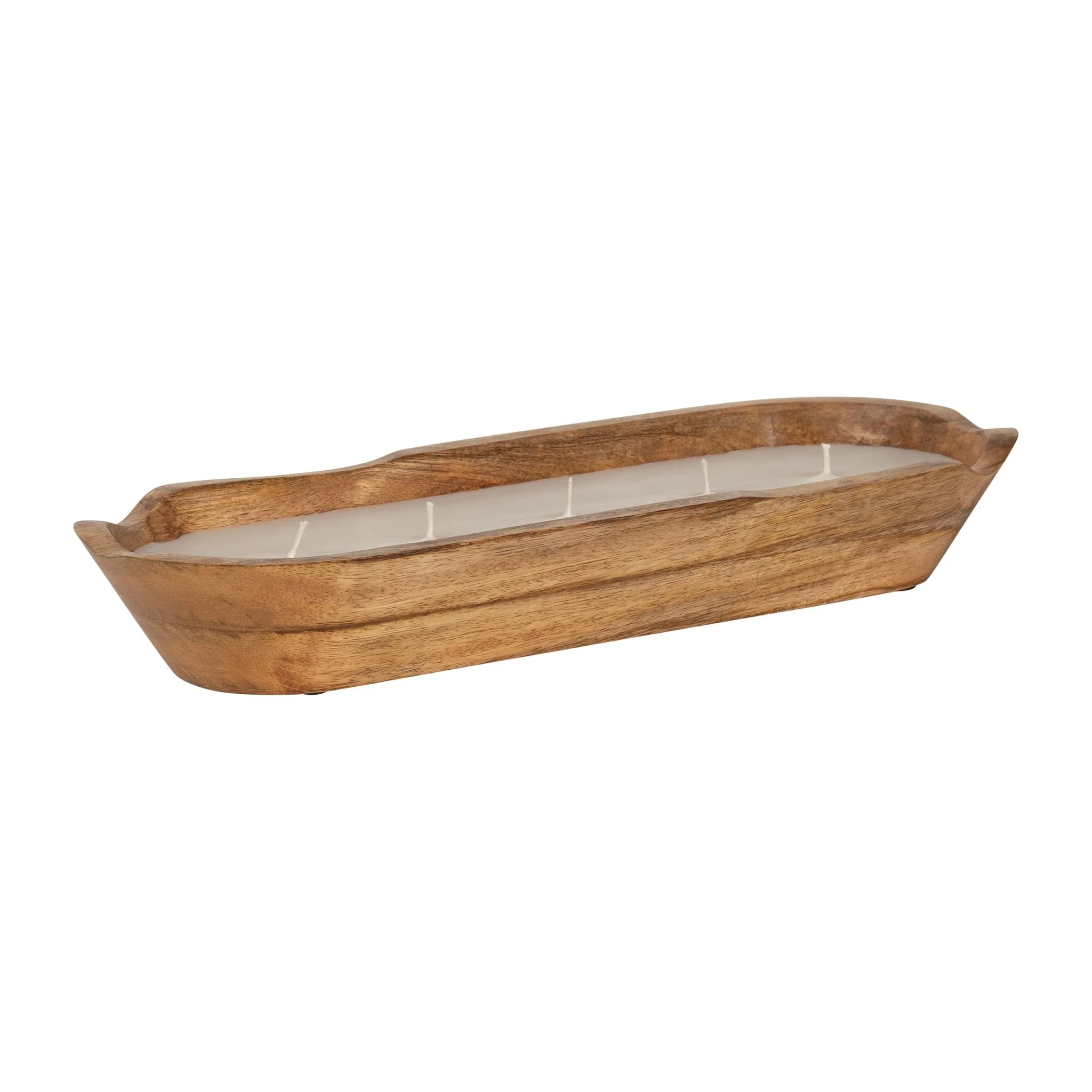 15" 17 Oz Vanilla Oval Wood Bowl Candle, Natural - Image 2
