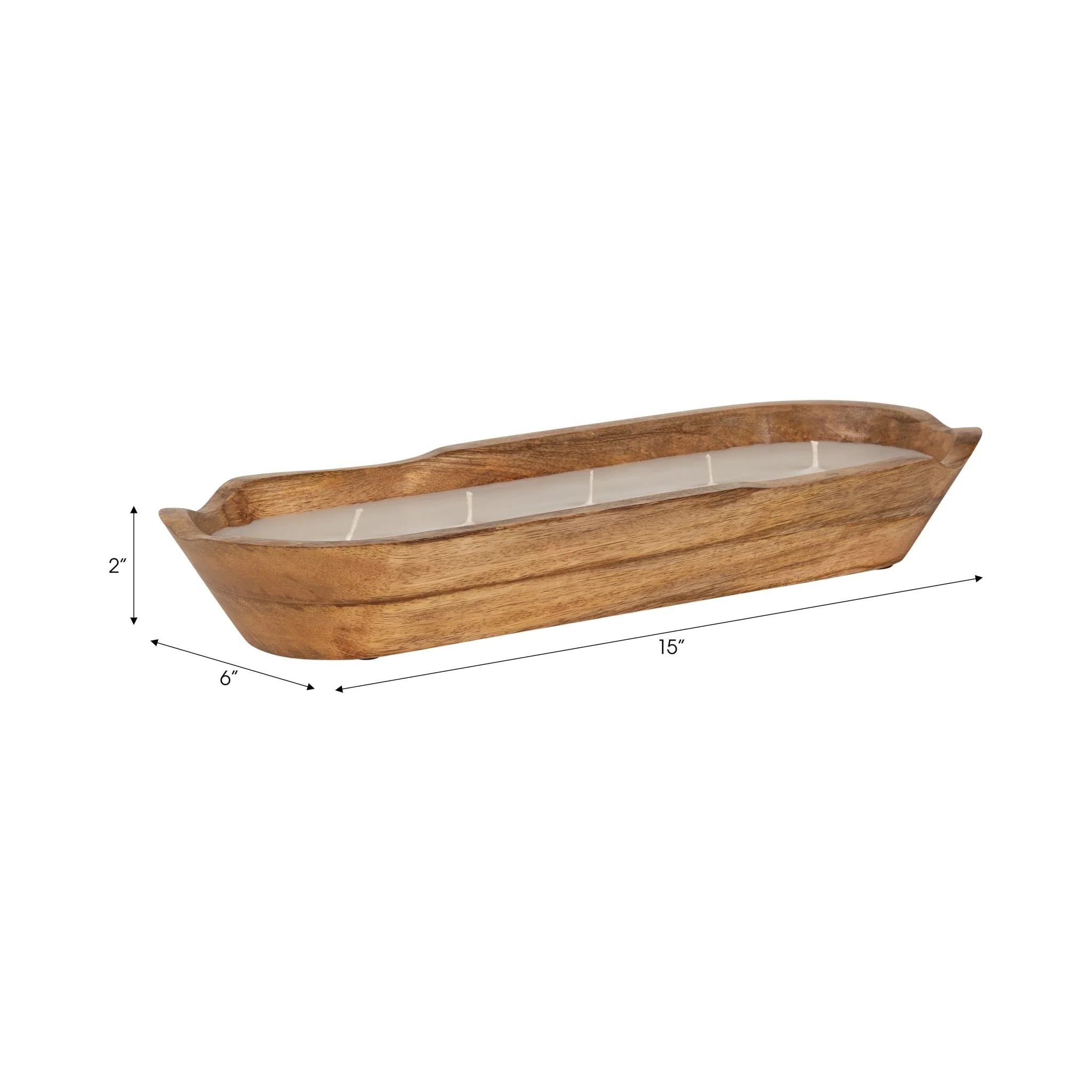15" 17 Oz Vanilla Oval Wood Bowl Candle, Natural - Image 7