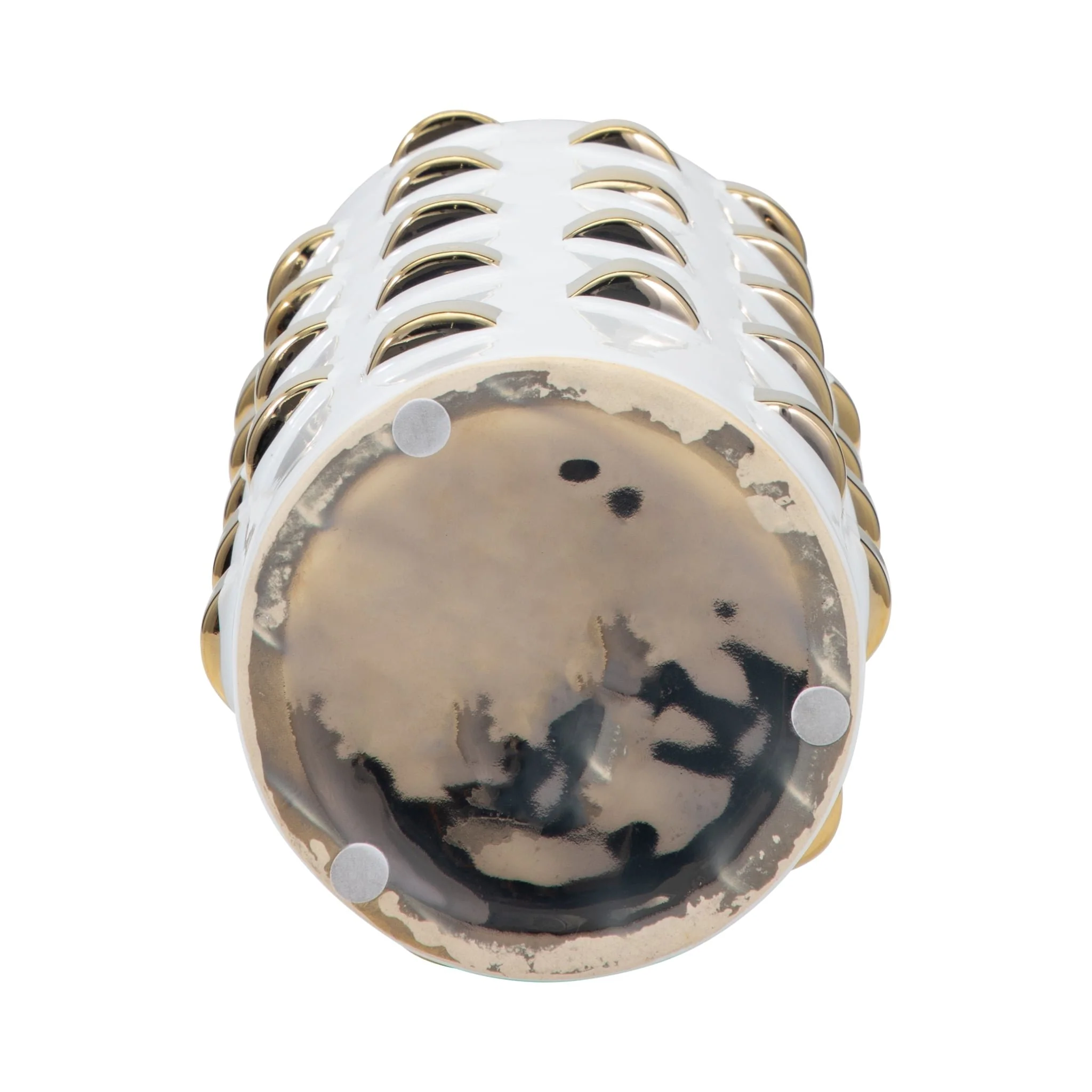 15" Cylinder Vase, White/gold - Image 5