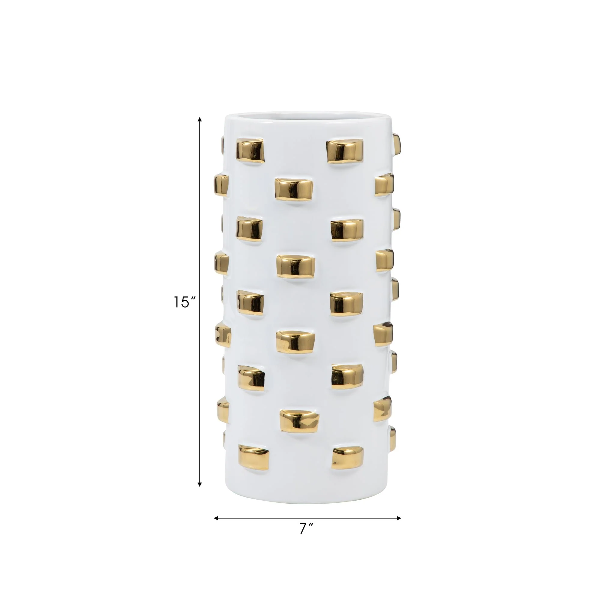 15" Cylinder Vase, White/gold - Image 7