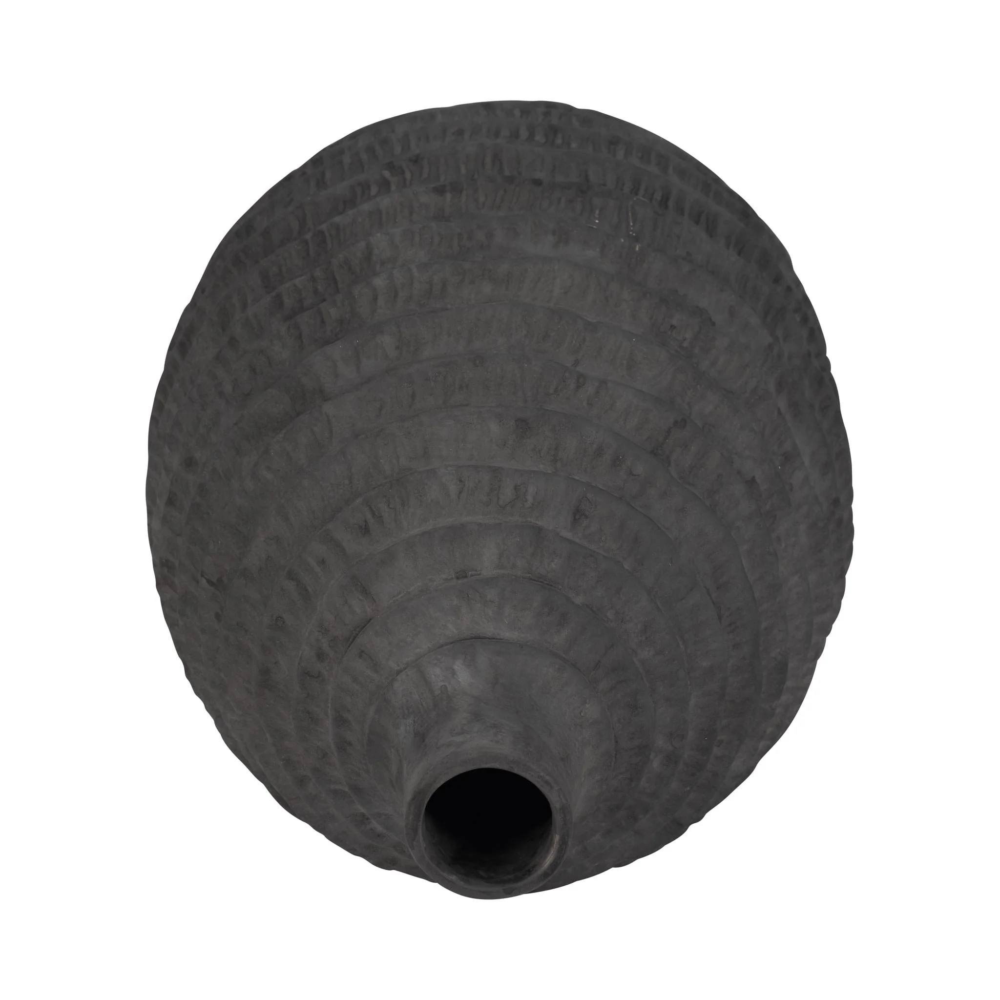 15" Faded Ribbed Bulbous Vase, Black - Image 5