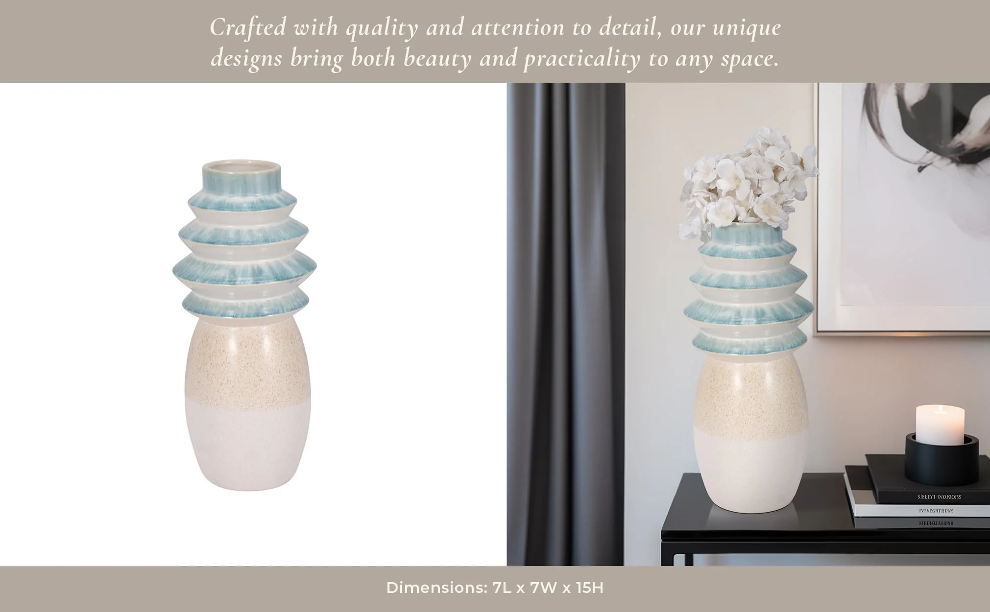 15" Fluted Top Vase Reactive Finish, Multi - Image 12